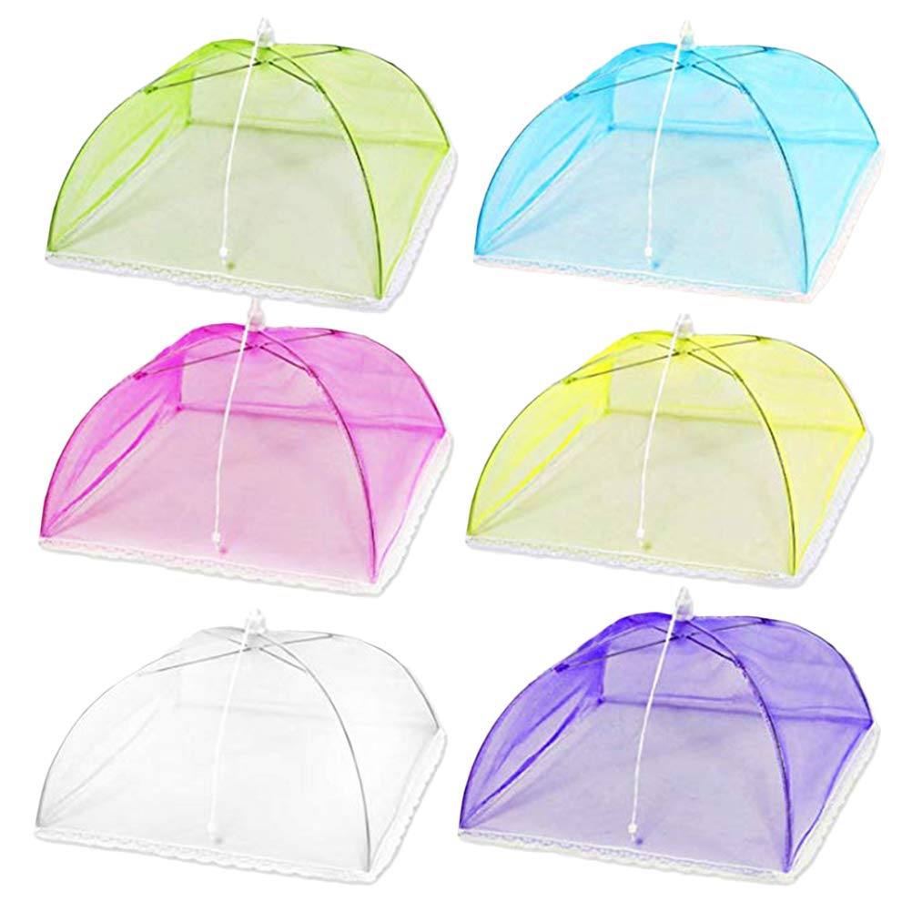 DOITOOL 6-Pack Foldable Food Umbrella Cover Tent - Mesh Screen Protector to Keep Flies Away - Perfect for Home, Picnics, BBQs & Outdoor Dining (Random Colors)