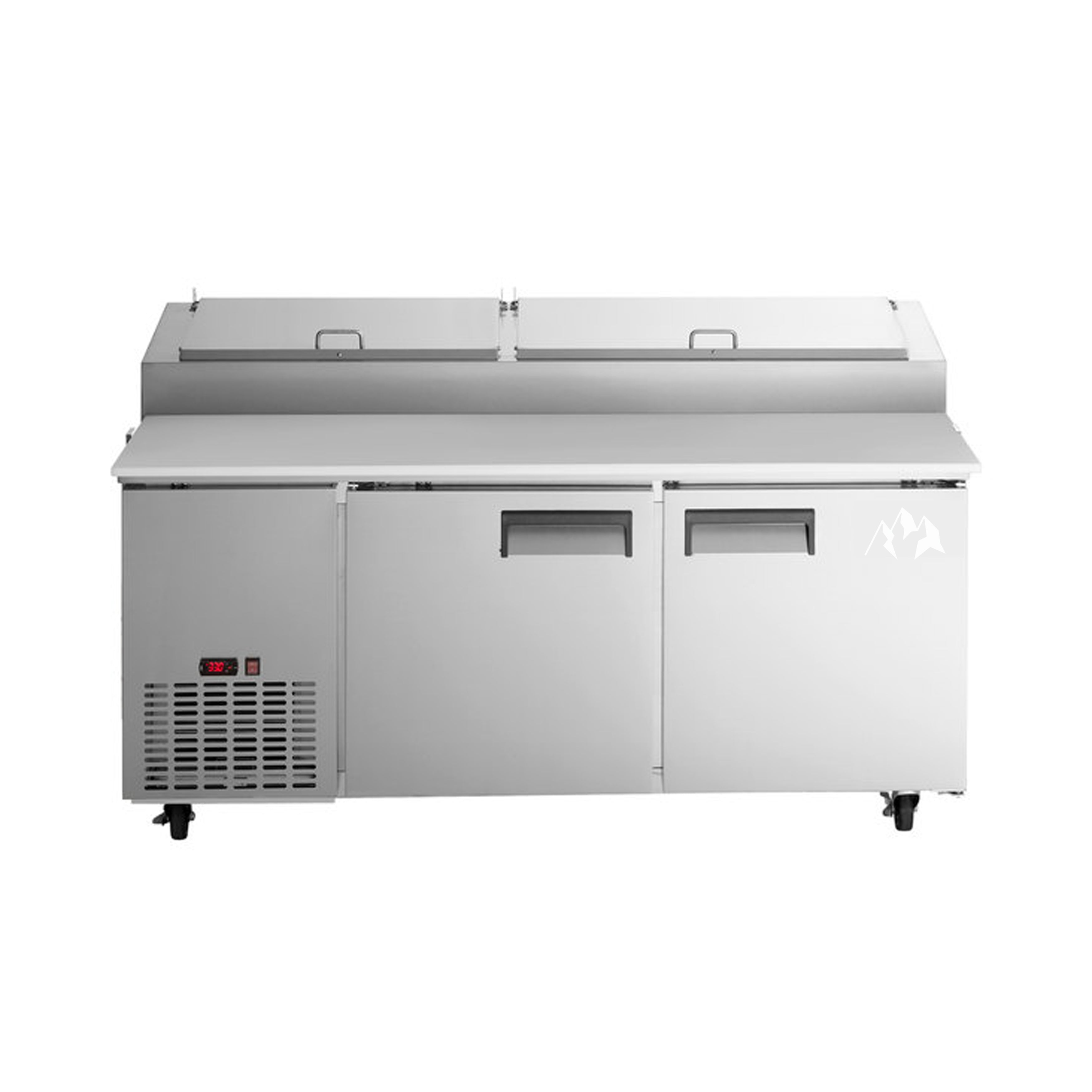 Commercial Sandwich Prep Table Refrigerator - 16.9 cu.ft Stainless Steel 2-Door with 9 Pans, Professional Chef Grade for Restaurants, Delis & Catering Businesses - Perfect for Food Prep, Storage & Display