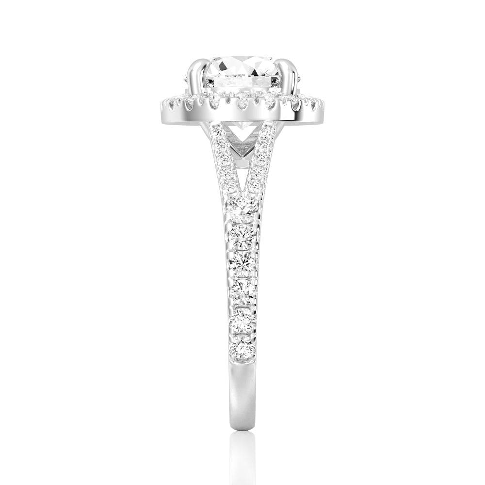 Exquisite Round Cut Split Shank Moissanite Halo Engagement Ring for Women - Perfect for Proposals, Weddings & Anniversaries - Durable & Sparkling Jewelry Gift