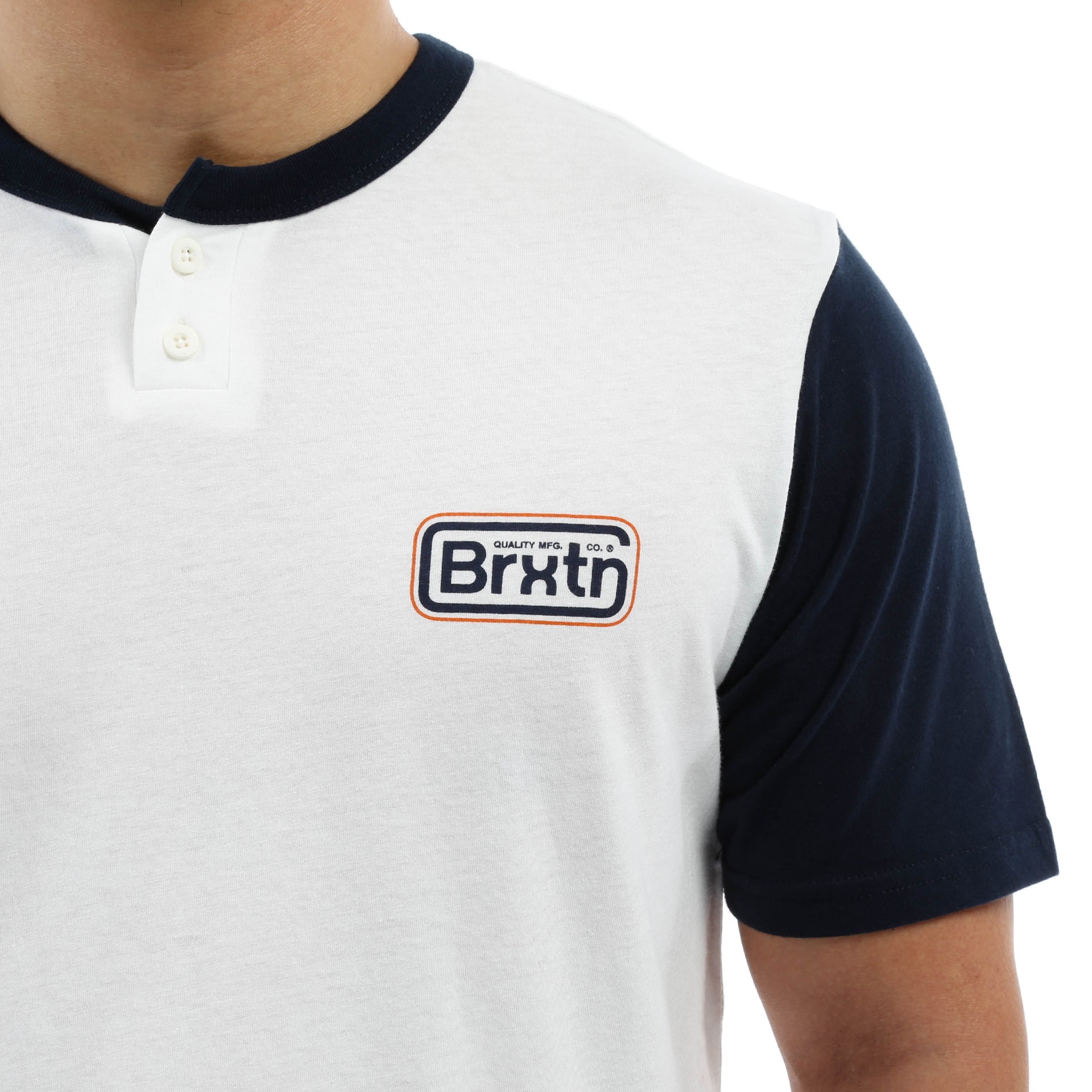 Brixton Springfield Short Sleeve Henley Shirt for Men - Off White - Casual Summer Wear & Outdoor Activities