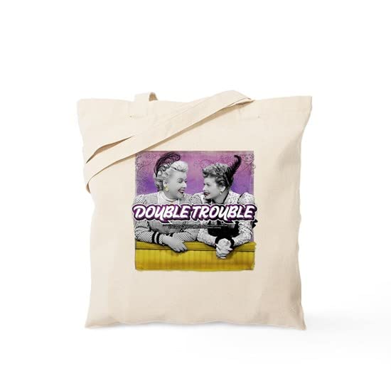 I Love Lucy Double Trouble Tote Bag - Natural Canvas Reusable Shopping Bag for Groceries, Beach & Everyday Use