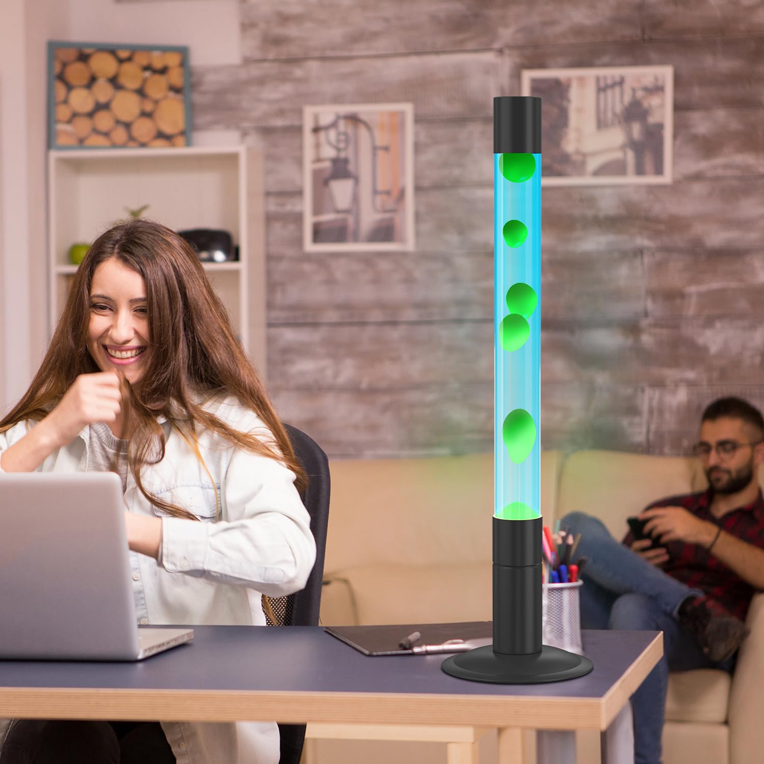 30-Inch Liquid Motion Lamps - Soothing Magma Lamp for Home & Office Decor, Relaxing Mood Light for Living Room, Bedroom, Meditation & Stress Relief (Blue Water with Green Wax)