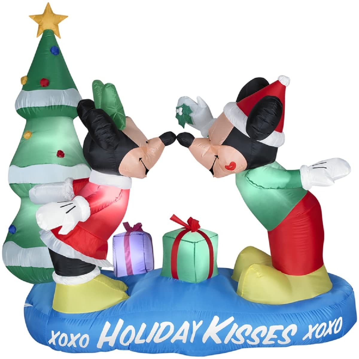 5.5ft Mickey & Minnie Holiday Kisses Christmas Inflatable Yard Decoration - Outdoor Holiday Decor for Lawn, Garden, and Party Celebrations