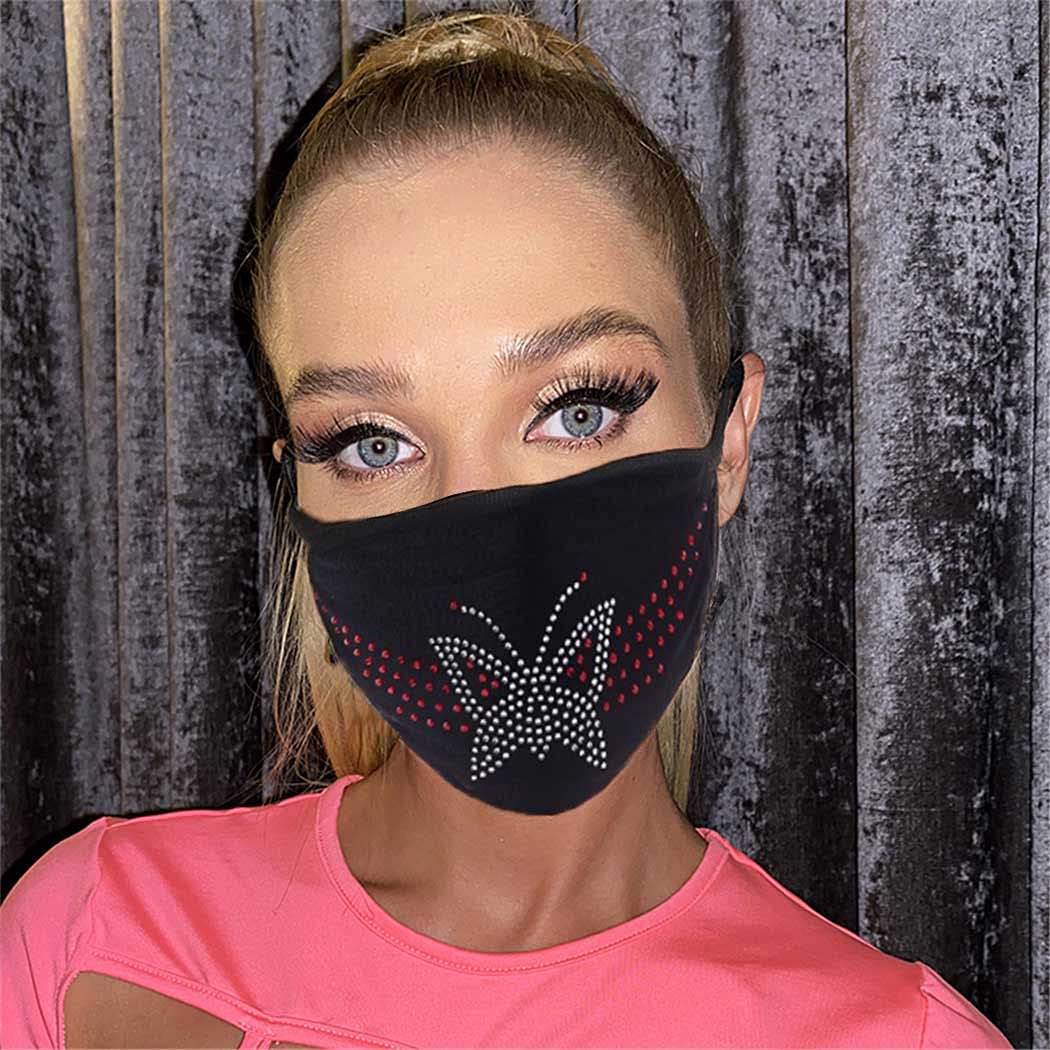 Bmirth Rhinestone Butterfly Face Mask - Black Masquerade Halloween Party Mask with Elastic Straps for Women & Girls | Elegant Costume Accessory for Mardi Gras, Cosplay and Evening Events
