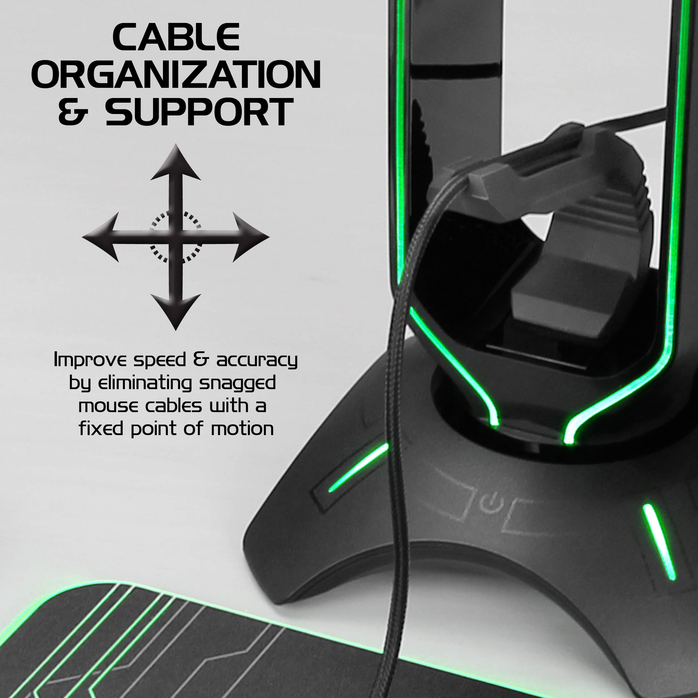 Premium RGB Gaming Headset Stand with Mouse Bungee & USB Hub - 7 Color LED Modes for PC, PS5, Xbox One - Perfect for Gaming Setup, Streaming & Office Workstation Organization