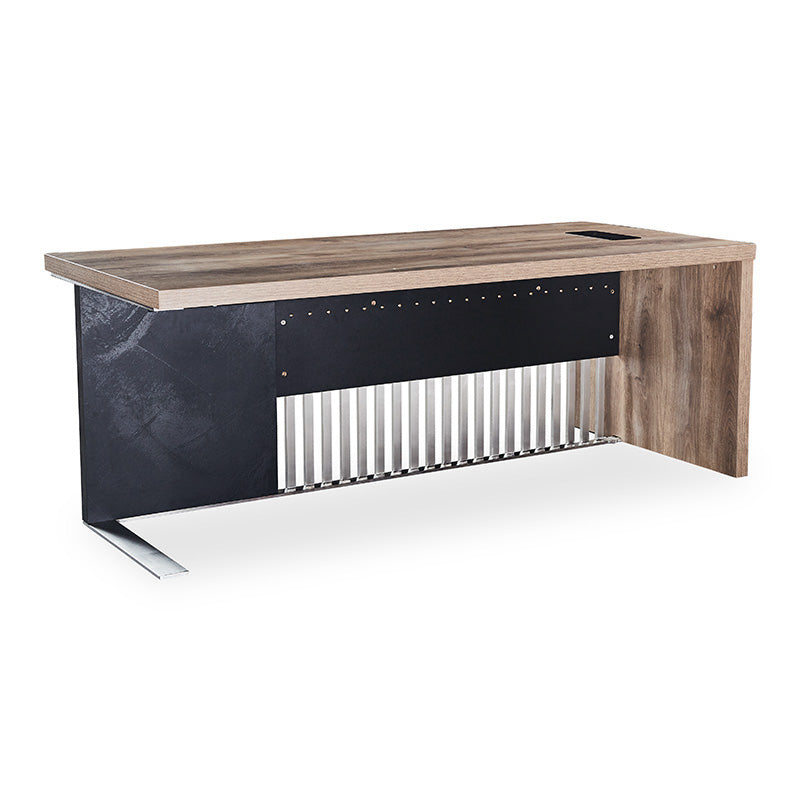 AFTAN 180cm Executive Desk with Pedestal & Right Mobile Return - Warm Oak & Black Finish - Modern Home Office Furniture for Professionals & Remote Work