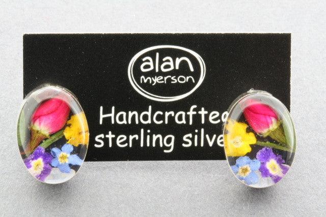 Elegant Flower in Resin Stud Earrings - Oval Shape for Women | Perfect for Weddings, Parties & Everyday Wear
