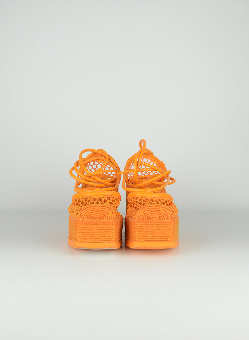 Bottega Veneta Orange Mesh Wedge Sandals Size 36 - Stylish & Comfortable for Summer Outings, Beach Vacations & Casual Wear