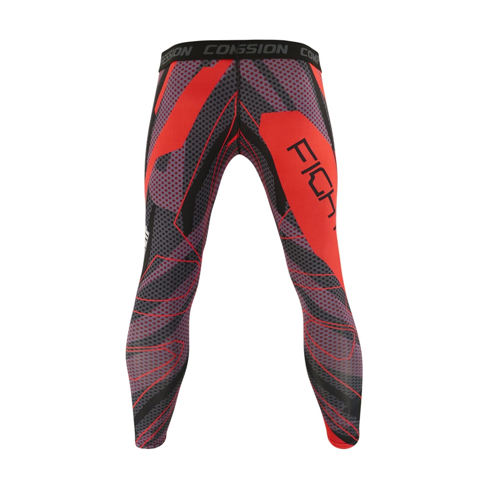 Men's Compression Leggings - Red Wave Point Breathable Workout Running Training Tights for Fitness, Jogging & Gym - Ideal for Sports, Yoga & Active Lifestyle