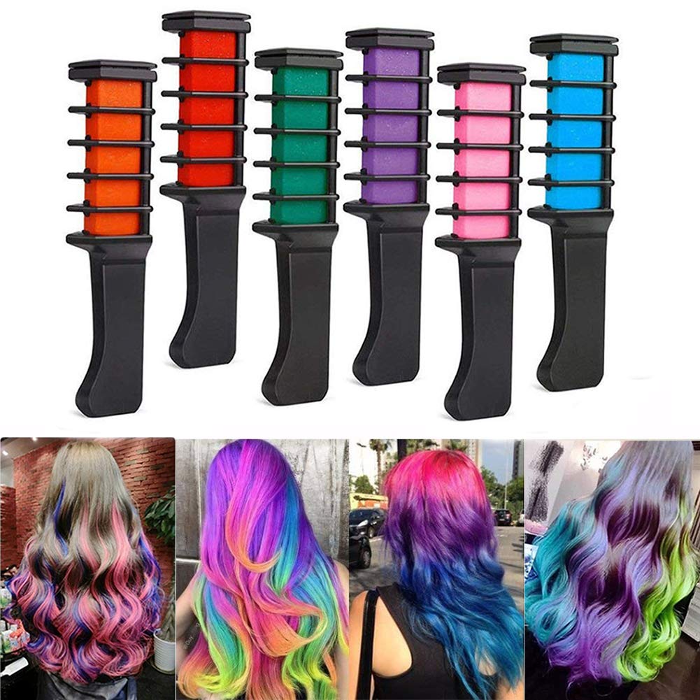 Washable Temporary Hair Chalk for Kids & Girls - 6 Vibrant Colors, Non-Toxic & Easy to Use - Perfect for Birthday, Cosplay, Halloween & Christmas Parties - Great Gift for Ages 4-10 - Fun for School Events, Dance Performances & Themed Dress-Up Days