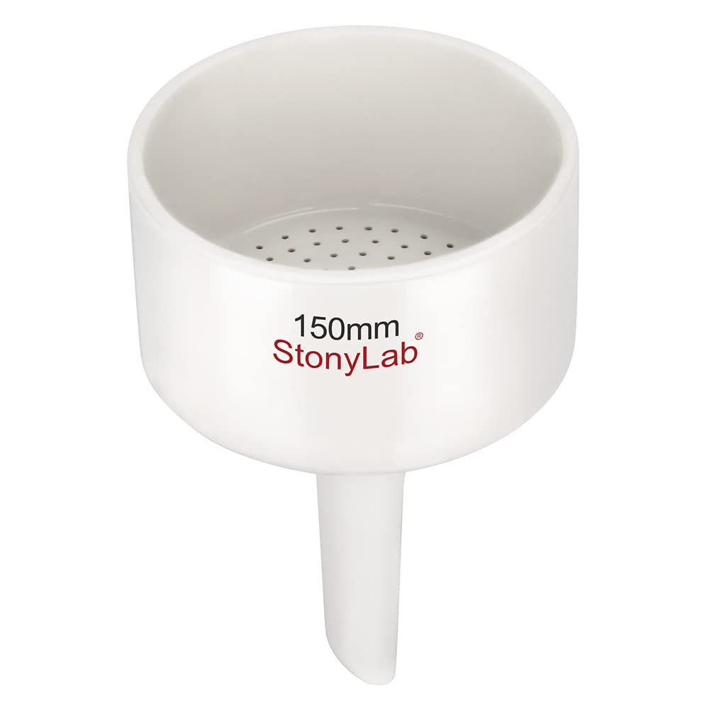 Stonylab 150mm Porcelain Buchner Funnel with 15cm OD - Premium Laboratory Filter Funnel for Chemistry Experiments, Vacuum Filtration & Scientific Research