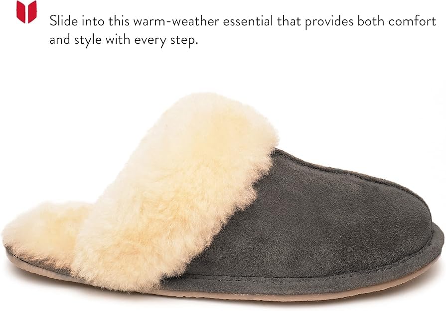 Minnetonka Women's Sheepskin Slides - Soft & Comfortable House Slippers for Indoor/Outdoor Wear - Perfect for Lounging, Spa Days & Cozy Home Comfort