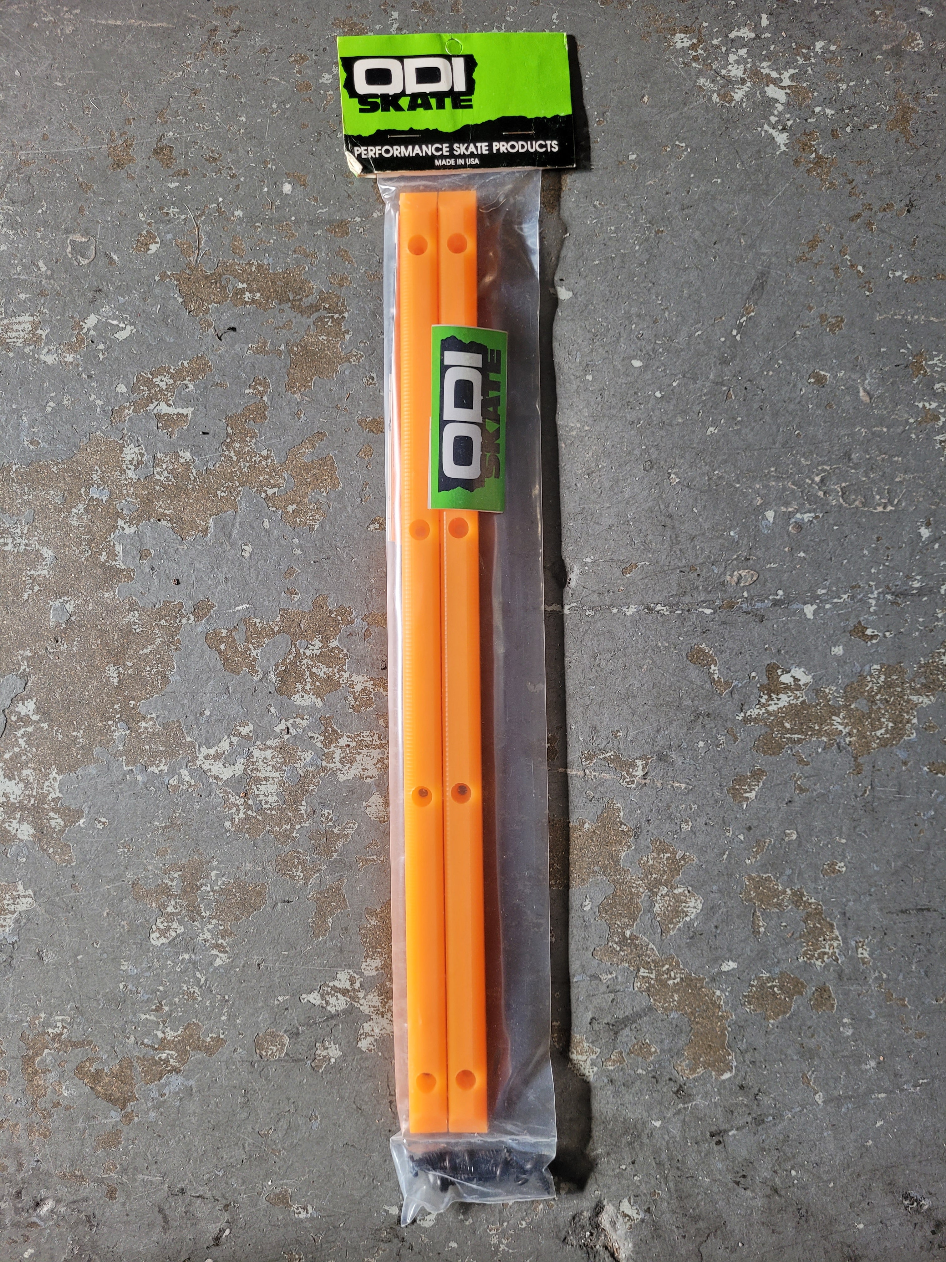 Vintage ODI 4 Hole Rails with Hardware - 14.25 Inch Orange Motorcycle Handlebars for Custom Bike Builds & Restoration Projects
