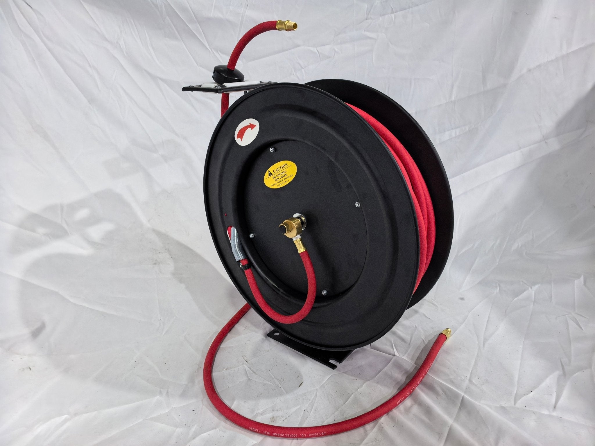 25FT/50FT/100FT 3/8 Inch Heavy Duty Metal Air Hose Reel with Auto-Retract - Hybrid Construction for Garage, Workshop & Industrial Air Compressor Use