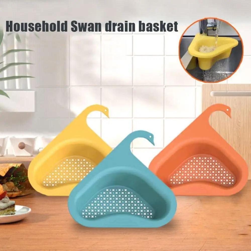 Premium Stainless Steel Kitchen Sink Filter - Swan Drain Basket with Hanging Rack | Multi-Functional Garbage Catcher & Drainage Basket | Perfect for Food Prep, Dish Washing & Waste Management in Modern Kitchens