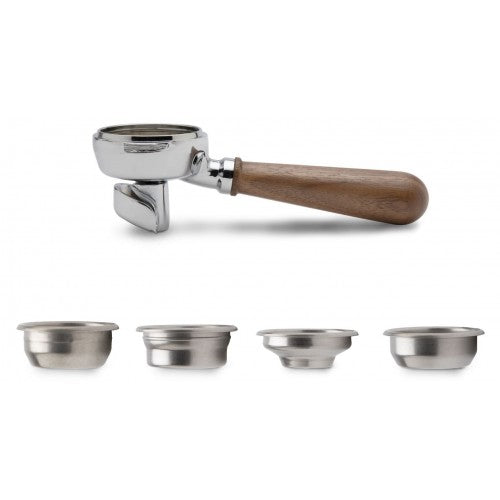 Lelit 58mm Double Portafilter Kit with Premium Walnut Handle - OEM Replacement for Espresso Machines - Perfect for Home Baristas & Coffee Shops
