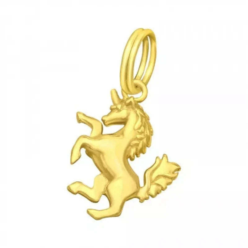 14K Gold Unicorn Charm Pendant with Split Ring - Perfect for Necklaces, Bracelets & DIY Jewelry Making