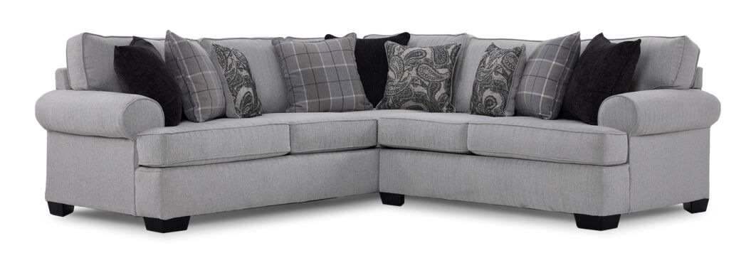 Chateau 2-Piece Grey Sectional Sofa Set - Modern Living Room Furniture for Small Spaces & Apartments