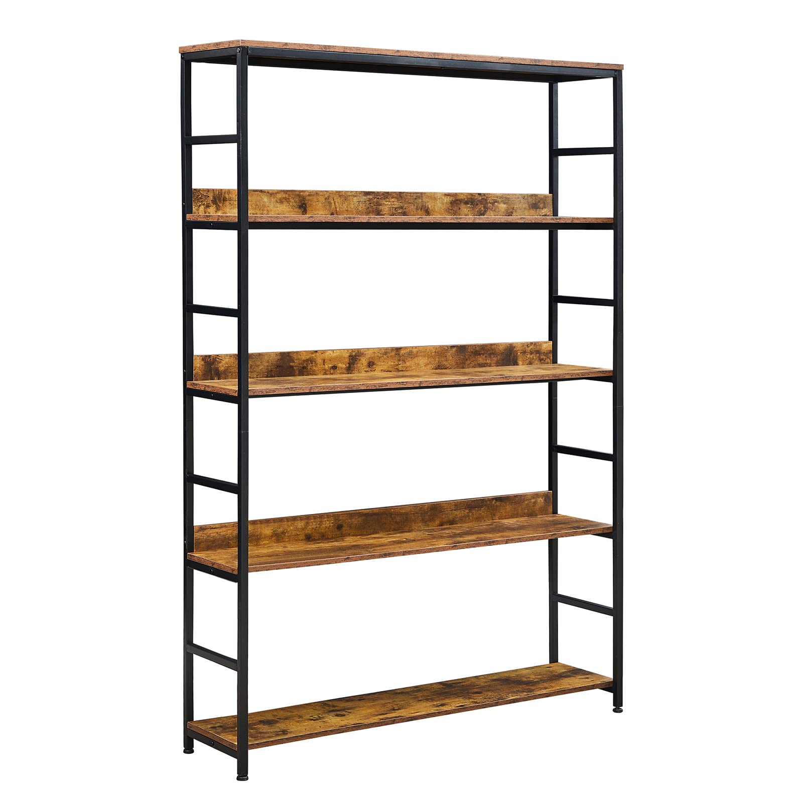 Large Modern Bookshelf - Tall Open Bookcase with Metal Frame, Freestanding Storage Organizer for Books, Plants & Home Decor | Perfect for Living Room, Office & Bedroom (Brown)