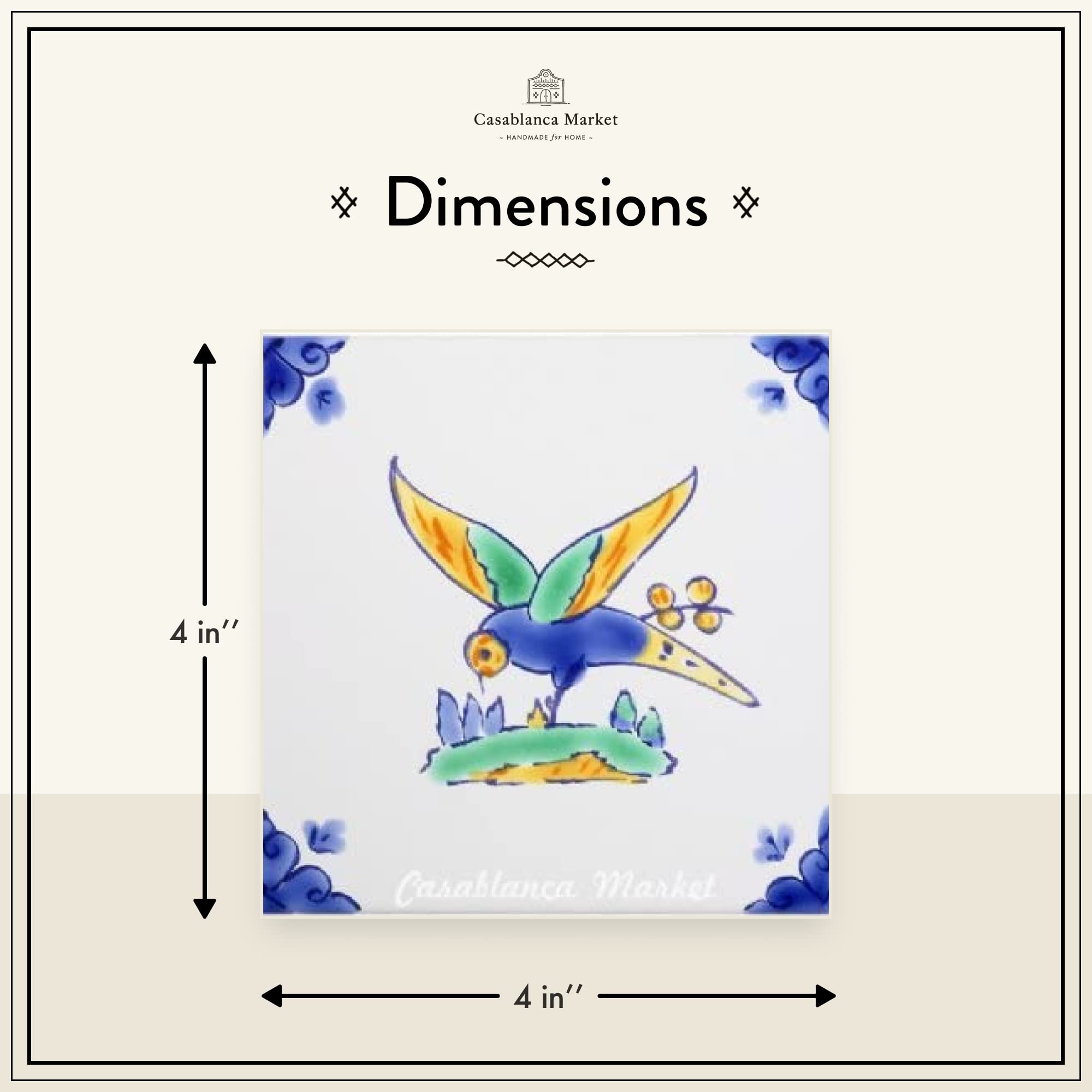 Hand-Painted Mediterranean Ceramic Swallow Decorative Tile - MT024 | Spanish-Inspired Wall Art for Kitchen Backsplash, Bathroom Decor & Outdoor Patio