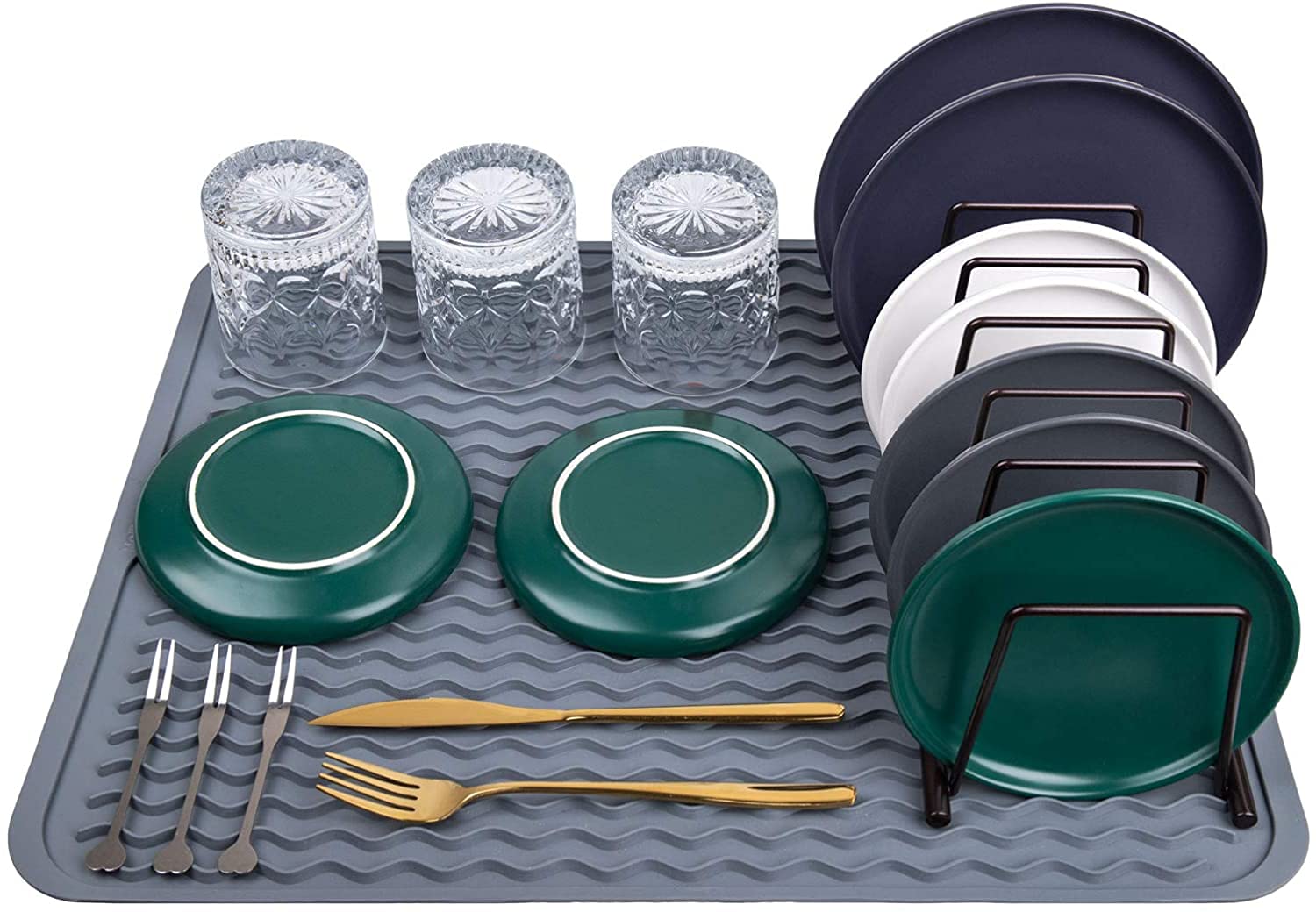 Zollyss Extra Large Silicone Dish Drying Mat - Heat Resistant & Slip-Proof Kitchen Counter Mat with Foldable Design | Perfect for Draining Dishes, Utensils & Cookware | Ideal for Kitchen Countertops, Sinks & Dish Racks