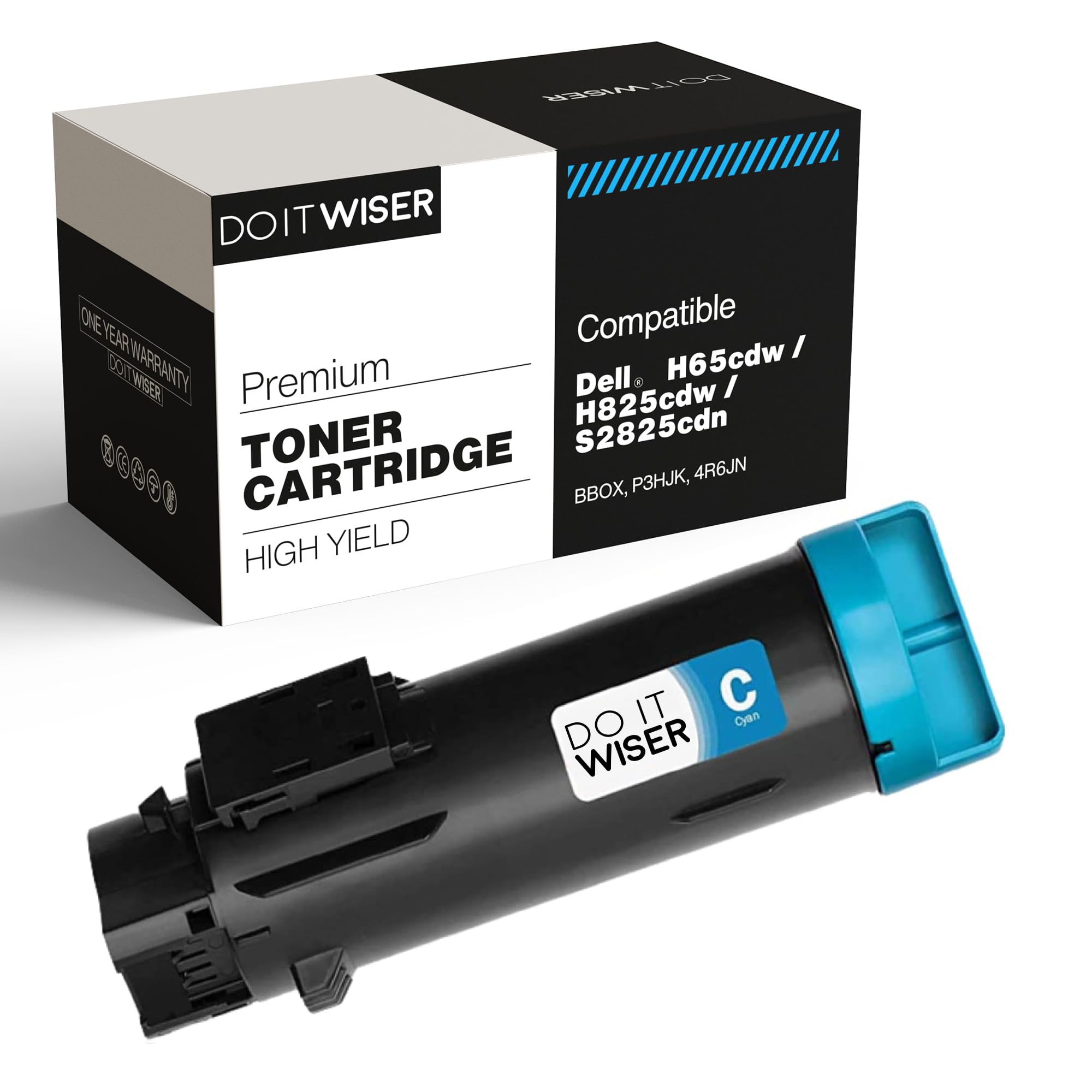 High Yield Compatible Toner Cartridge Replacement for Dell H625cdw H825cdw S2825cdn - 593-BBOX (P3HJK) Cyan | Laser Printer Supplies for Office & Home Printing | Works with Dell Color Laser Printers