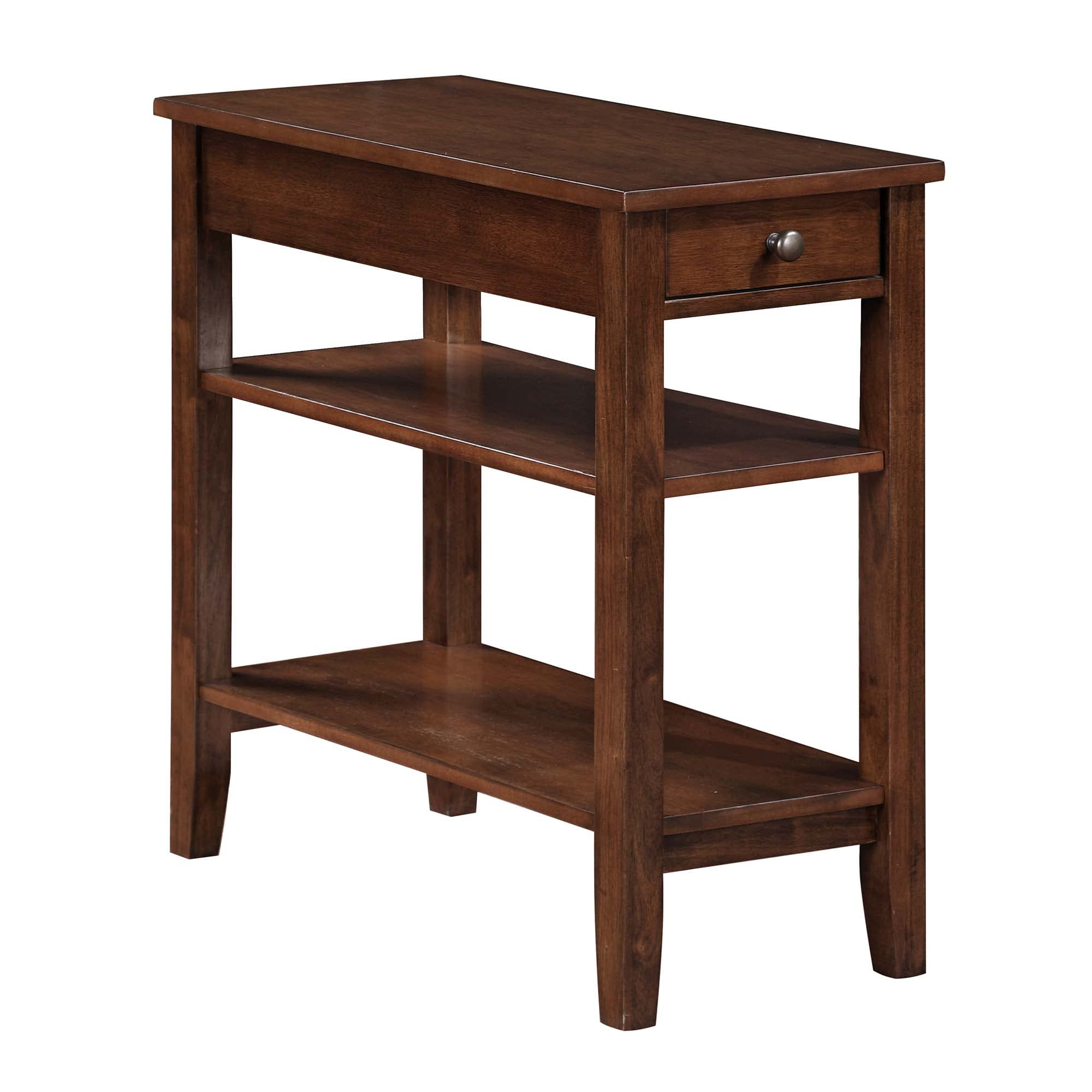 Convenience Concepts American Heritage 1-Drawer Chairside End Table with Shelves in Espresso - Perfect for Living Room, Bedroom or Office Side Table with Storage