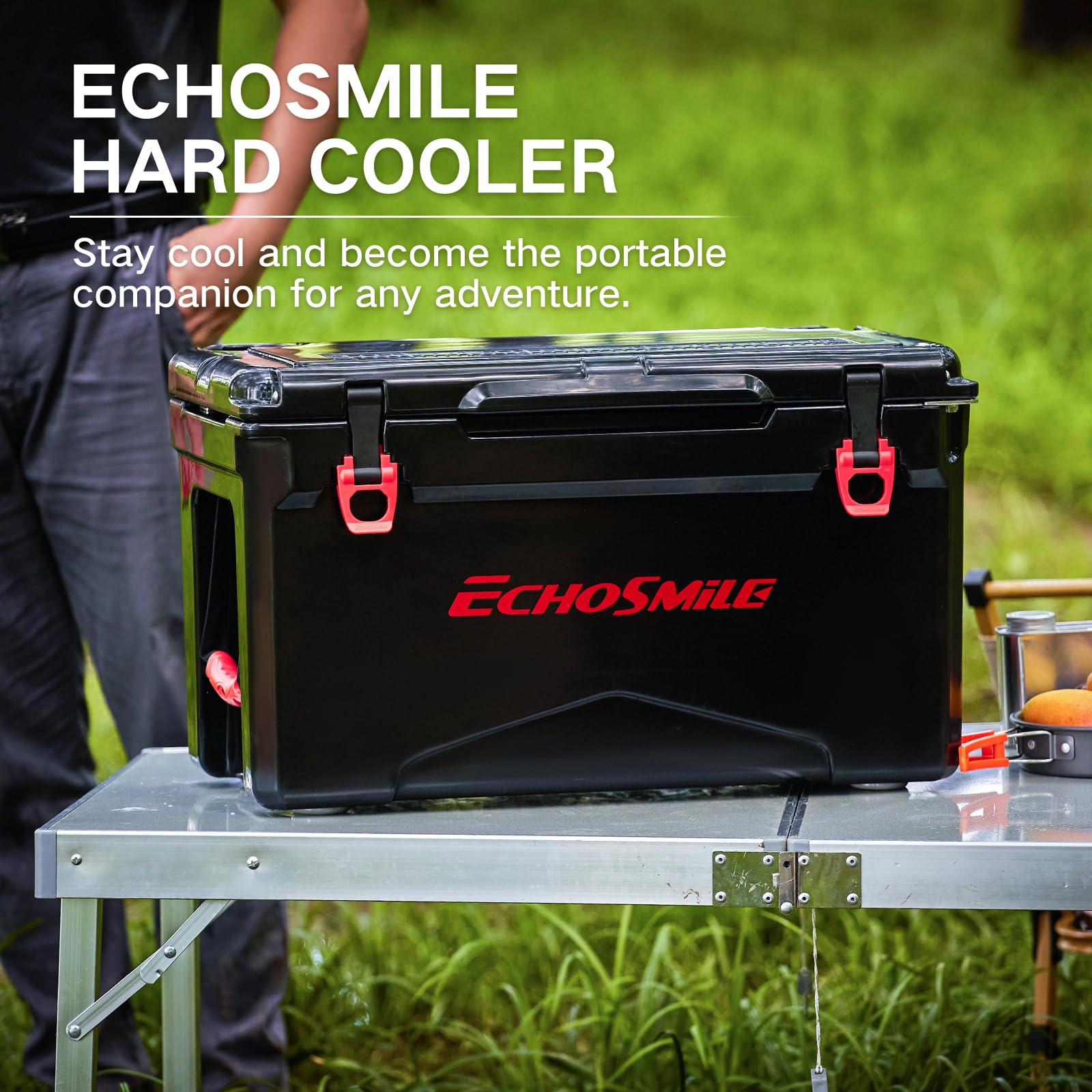 EchoSmile 25/30/35/40/60/75 Quart Rotomolded Cooler - Heavy Duty Insulated Cooler for Camping, Fishing, Tailgating & Outdoor Adventures