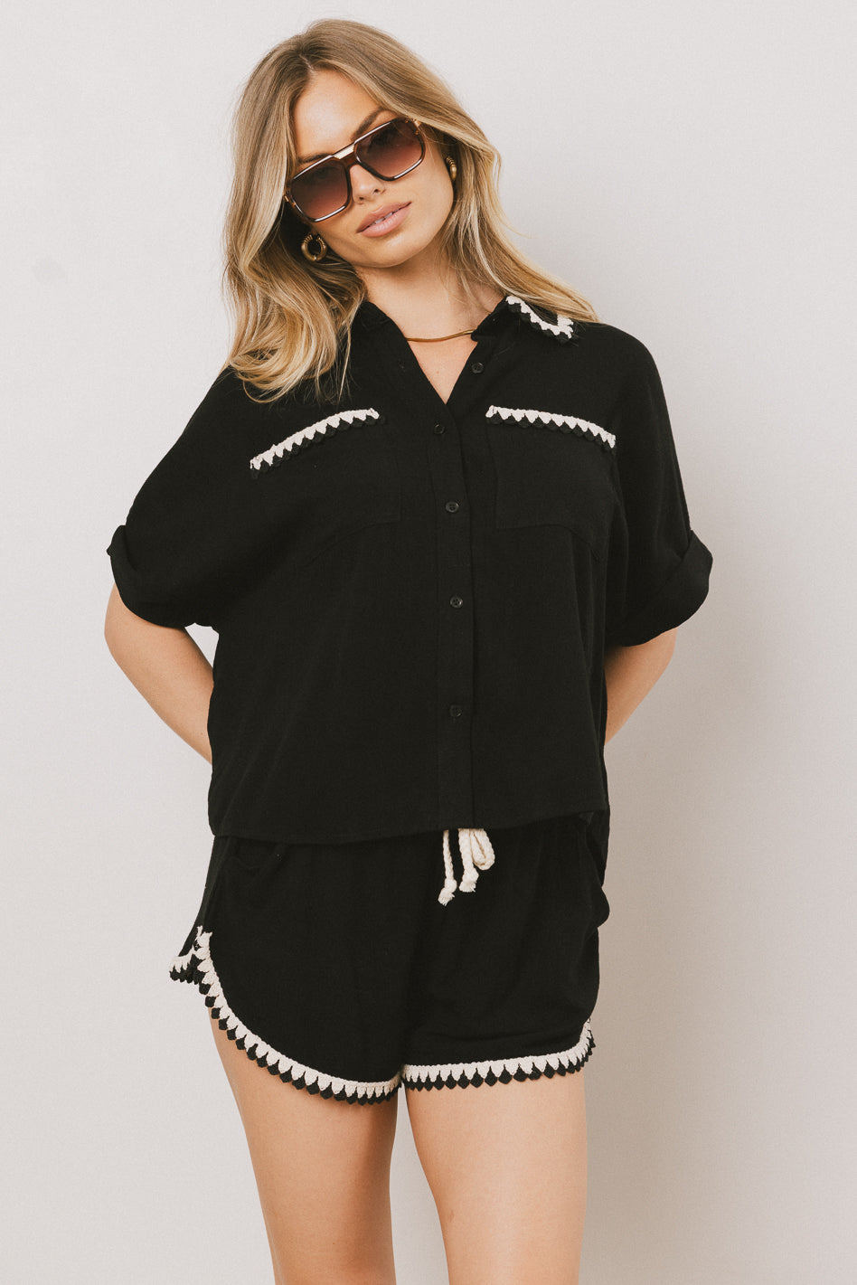 Kiana Embroidered Button Up Shirt for Women | Stylish Floral Embroidered Blouse | Perfect for Office, Date Night & Spring Outfits