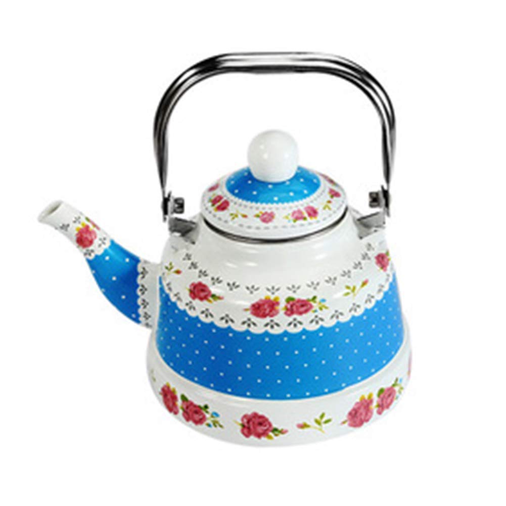 QHYTL Enamel Tea Kettle - 1.1L, 1.7L, 2.5L Capacity, Ceramic Handle, Portable Stovetop Kettle for Gas & Electric Stoves - Classic Blue Design for Home, Camping & Outdoor Use