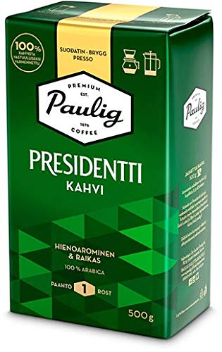 Paulig Presidentti Premium Finely Ground Coffee - 8 Packs x 500g (4kg Total) - Rich & Smooth Blend for Home, Office & Cafes