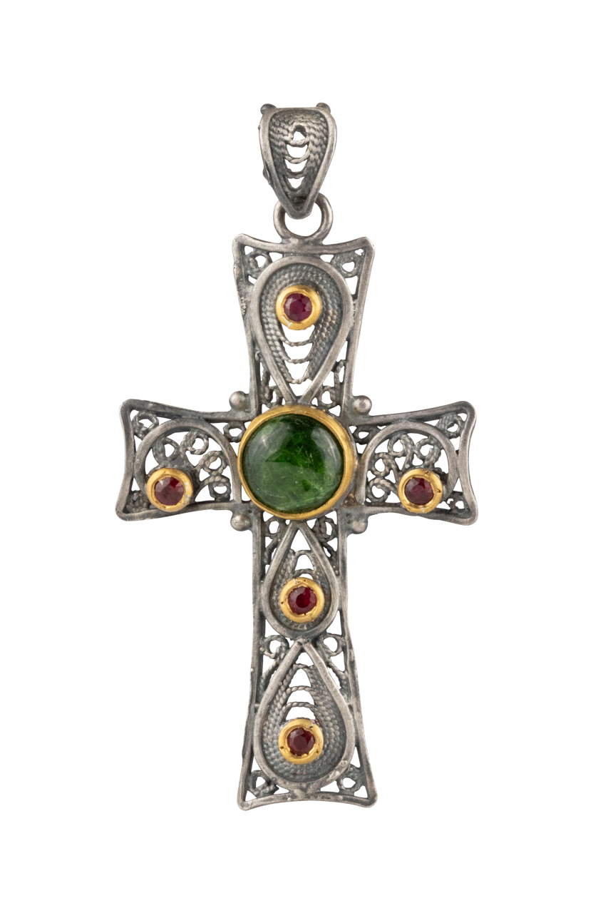 14K Gold Ruby Cross Pendant Necklace for Women - Elegant Religious Jewelry Gift for Christmas, Baptism & Everyday Wear