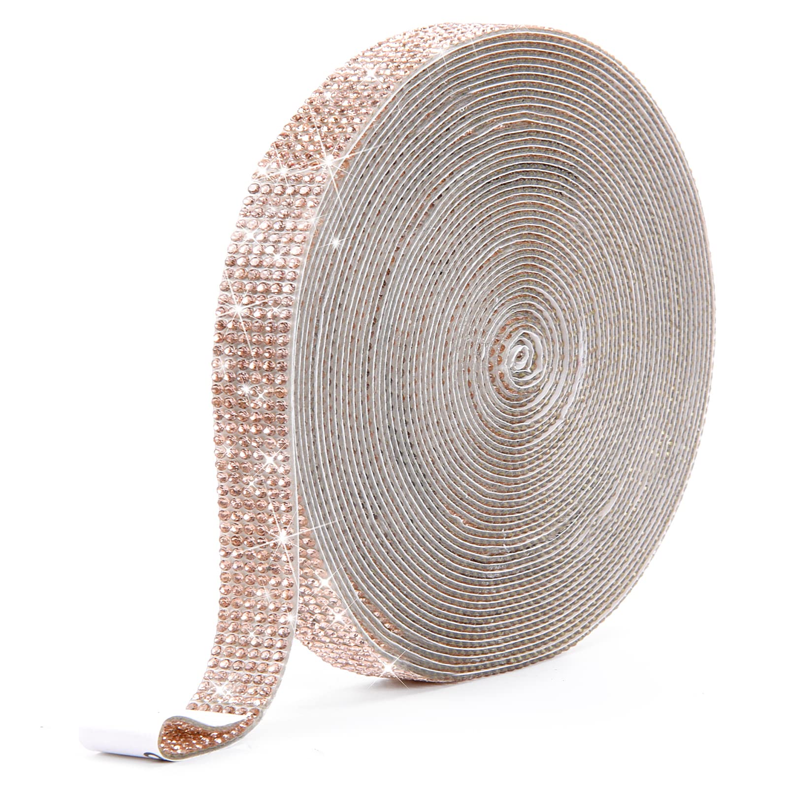 Self Adhesive Crystal Rhinestone Ribbon - 3 Yards Sparkling DIY Diamond Bling Strips for Crafts, Phone & Car Decor (0.51 Inch, Champagne) | Perfect for DIY Jewelry, Wedding Decor & Nail Art Designs