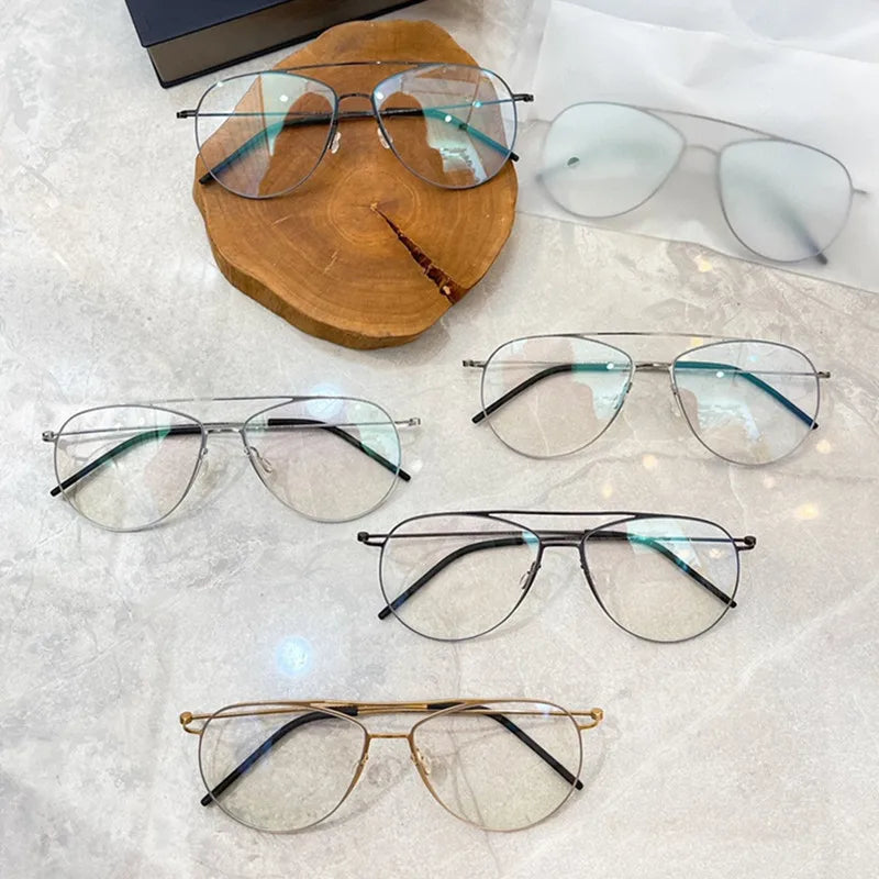 Aimee Unisex Full Rim Oval Double Bridge Titanium Eyeglasses 5507 - Lightweight Durable Frame for Men & Women - Perfect for Reading, Work & Fashion Accessories