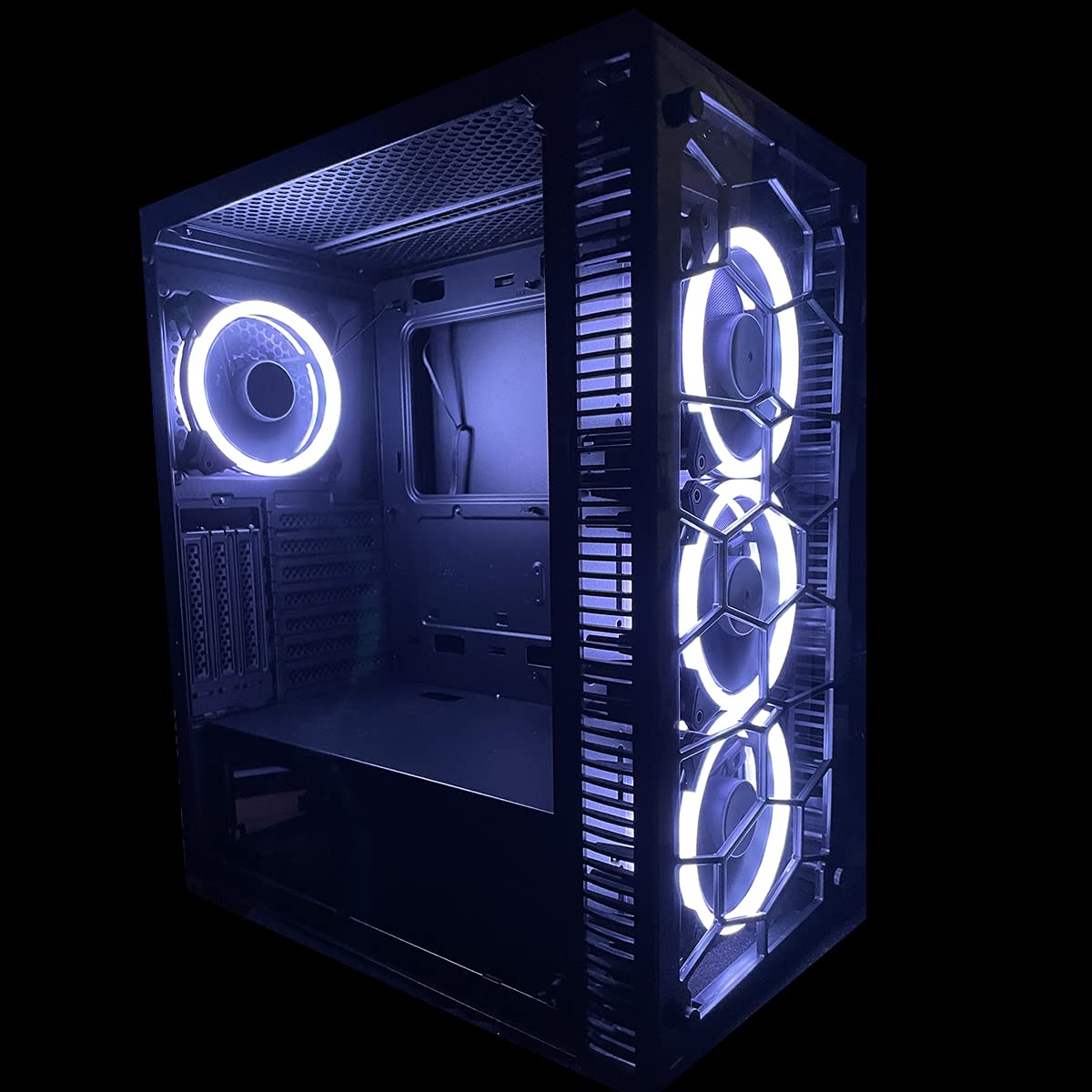P44 Black Gaming Tempered Glass Case - Universal Hub Compatible with 4 Pirate Duo Rings | Perfect for PC Builds & Gaming Setups
