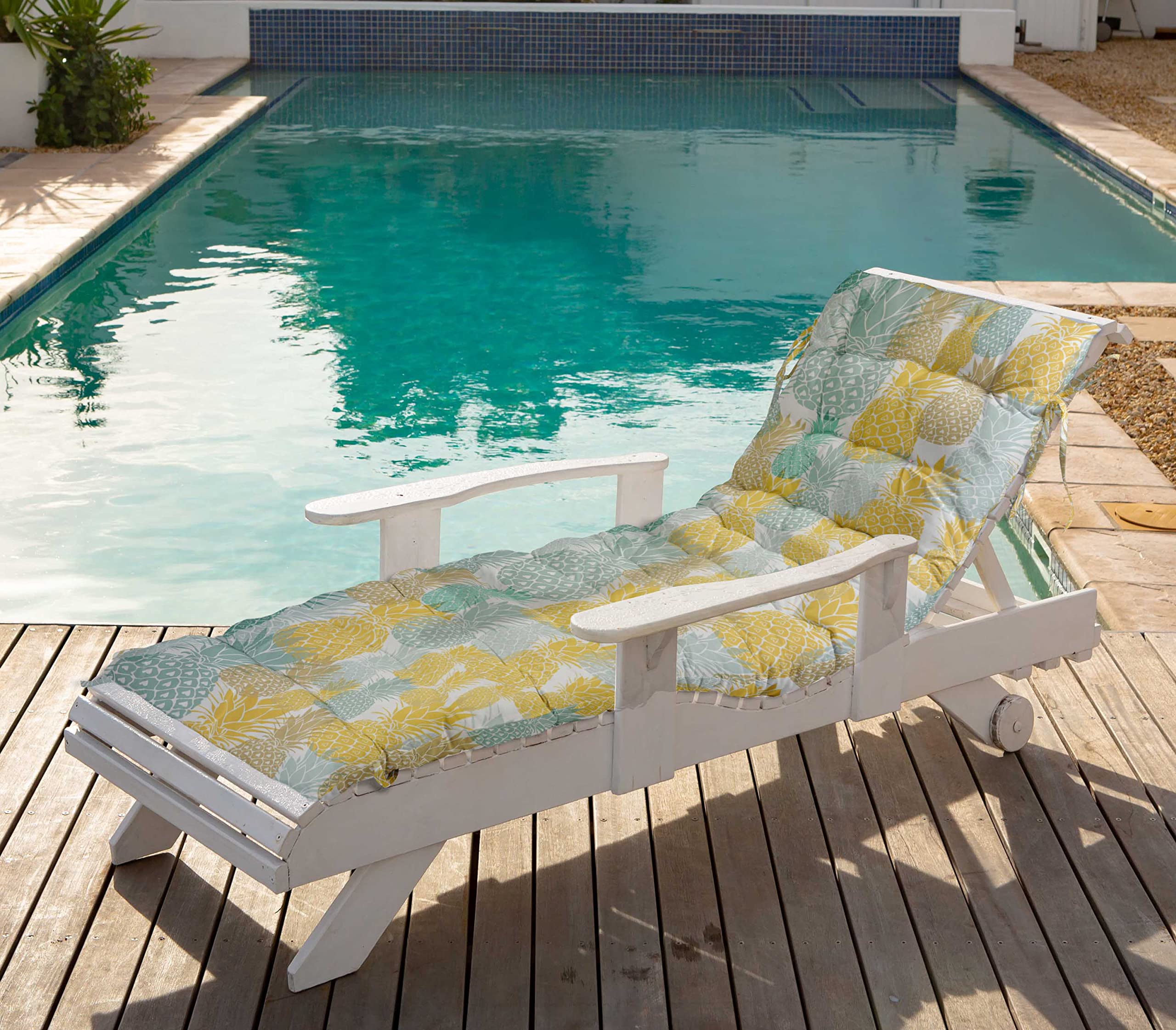 Quilted Thick Padded Seat Cushion for Rocking Chair, Sofa & Recliner - 74x23 Inch Outdoor Garden Bench Cushion with Ties - Multicolor Pattern - Perfect for Patio, Terrace & Living Room Relaxation