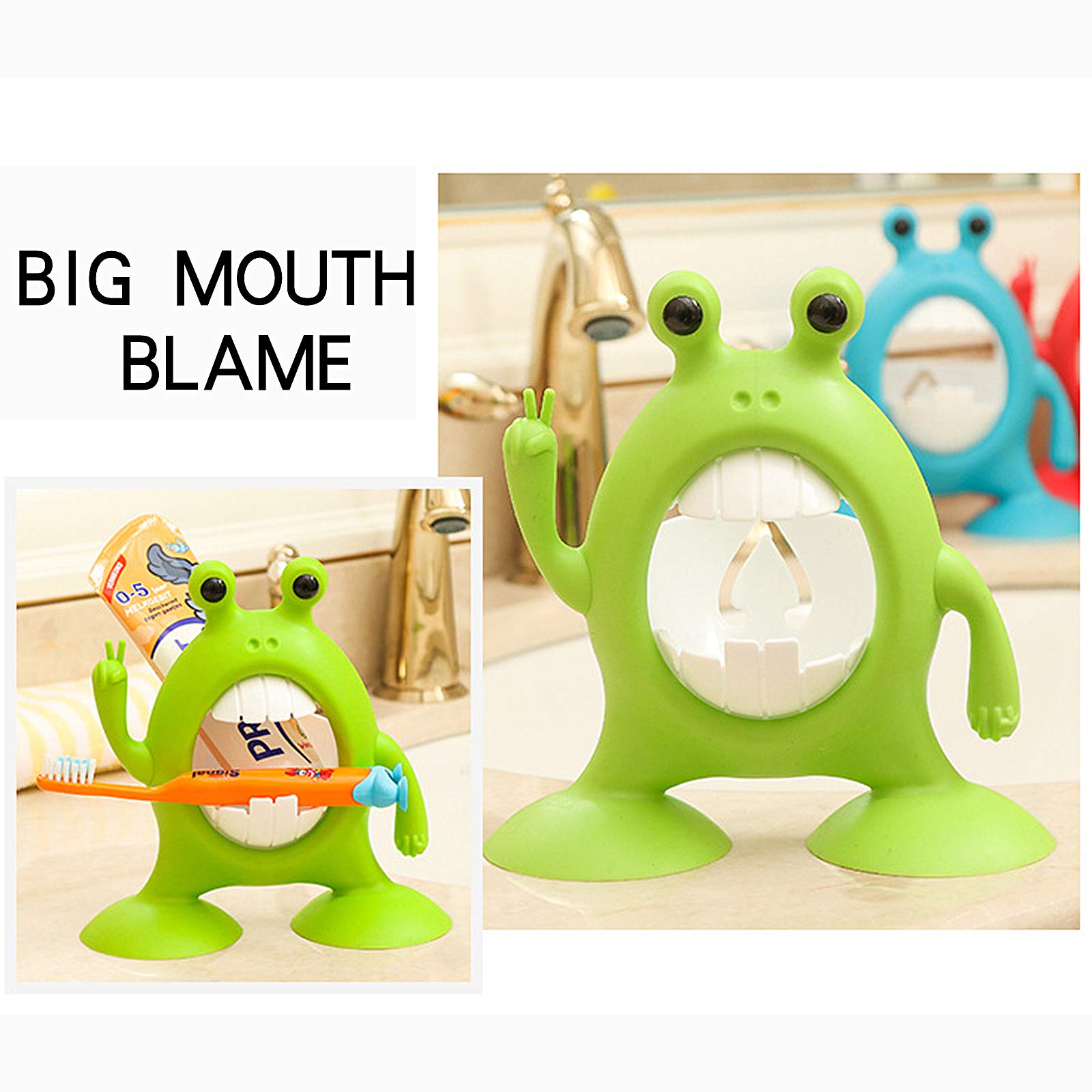 Adorable Cartoon Frog Toothbrush Holder for Kids - Toddler Bathroom Accessories with Toothpaste Cup, Green - Perfect for Boys & Girls Bathroom Decor and Organization