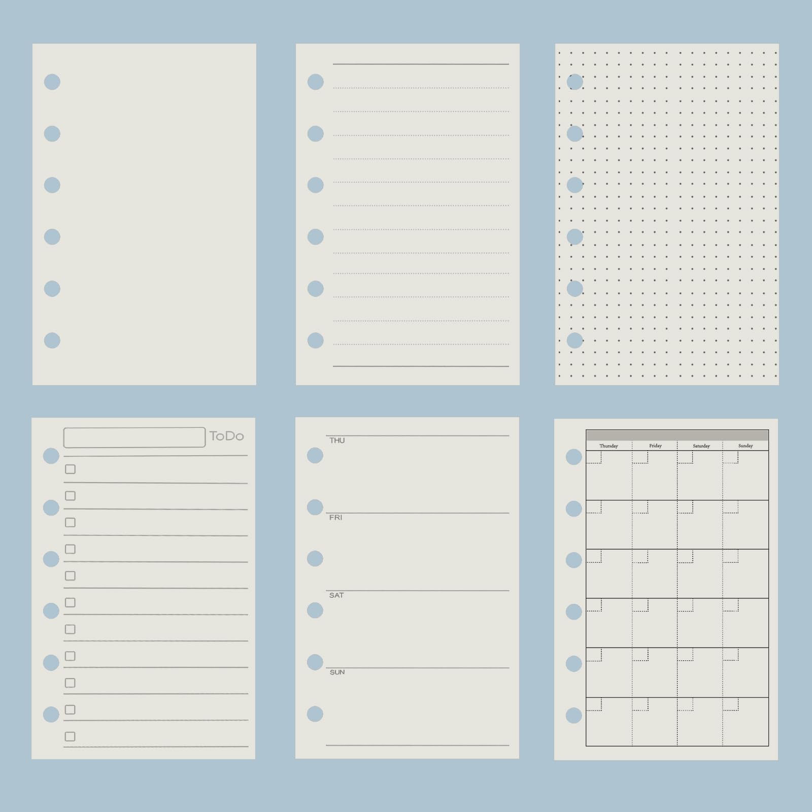 Harphia A7 6-Hole Binder Refill Set - 90 Sheets Dotted Loose Leaf Paper with Stickers & Dividers | Planner Inserts with Pockets for A7 6-Ring Refillable Notebook | Perfect for Bullet Journaling, Note Taking & Organization