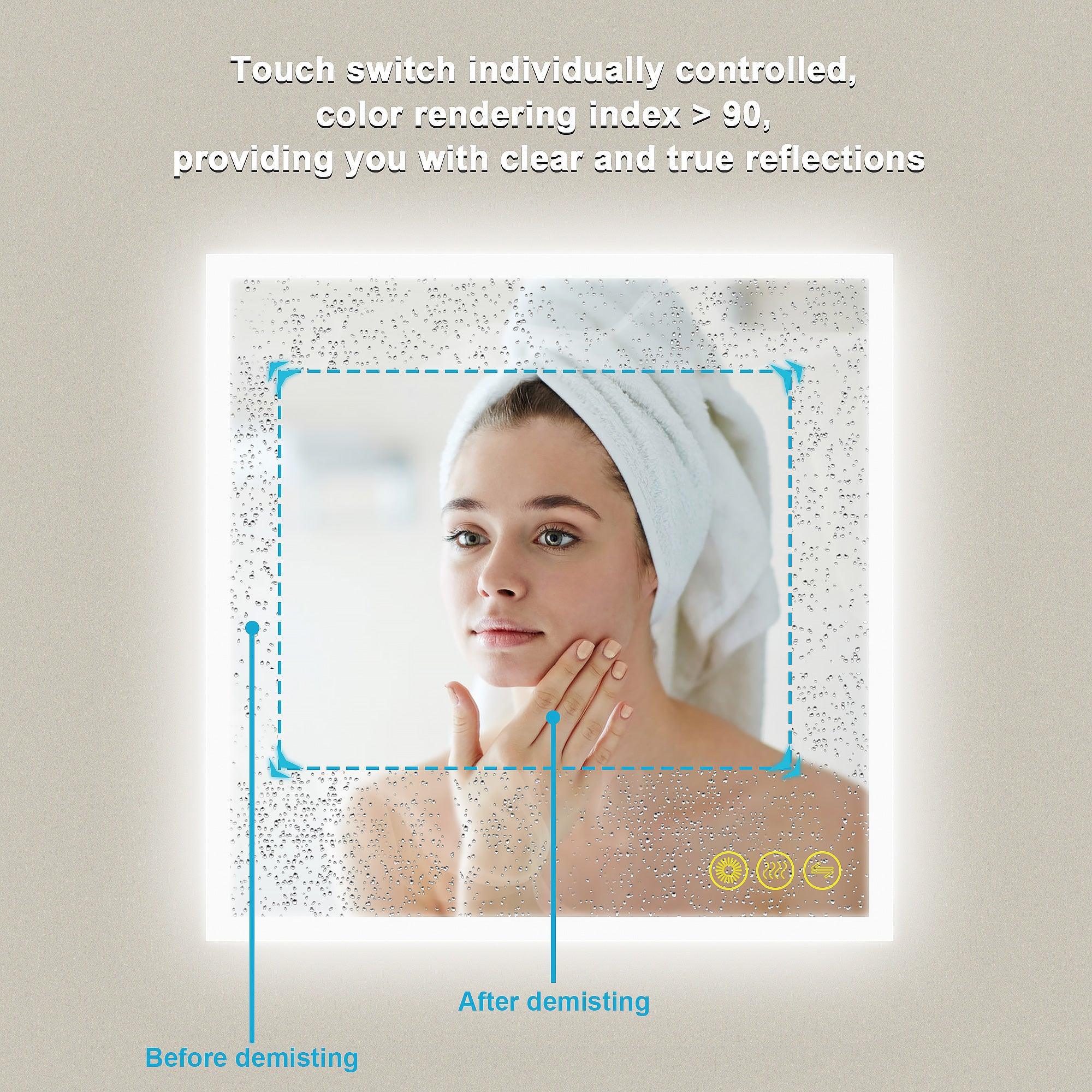 SmartGlow Dimmable LED Frameless Anti-Fog Bathroom Vanity Mirror with Touch Control - Perfect for Makeup, Shaving & Home Decor