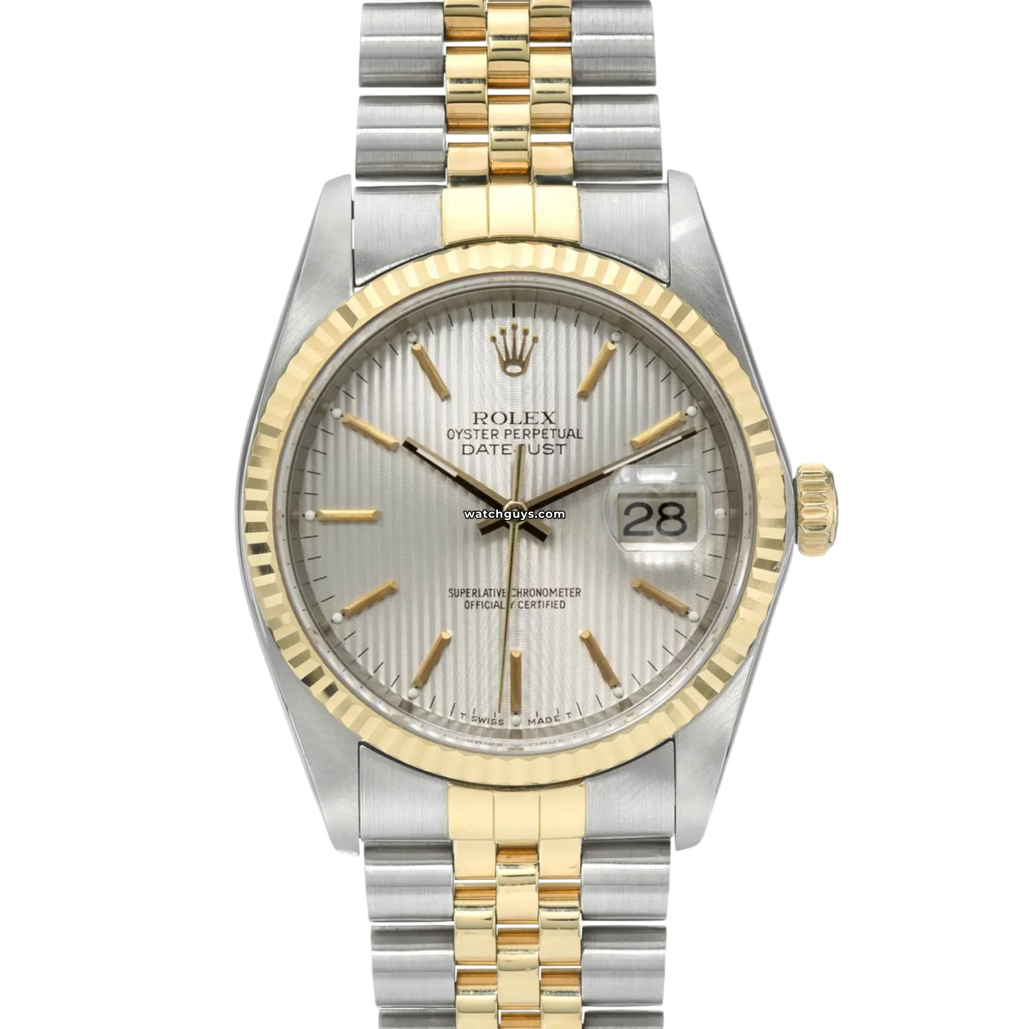 Rolex Datejust 16233 Men's Watch - 36mm Stainless Steel & Gold, Silver Tapestry Dial - Luxury Automatic Timepiece for Business, Gifts & Special Occasions