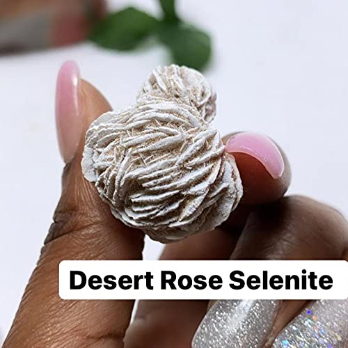 Pachamama Essentials Desert Rose Selenite Mineral Set of 5 - Natural Healing Crystals for Meditation, Reiki, and Home Decor - Spiritual Energy Cleansing Stones for Yoga & Feng Shui