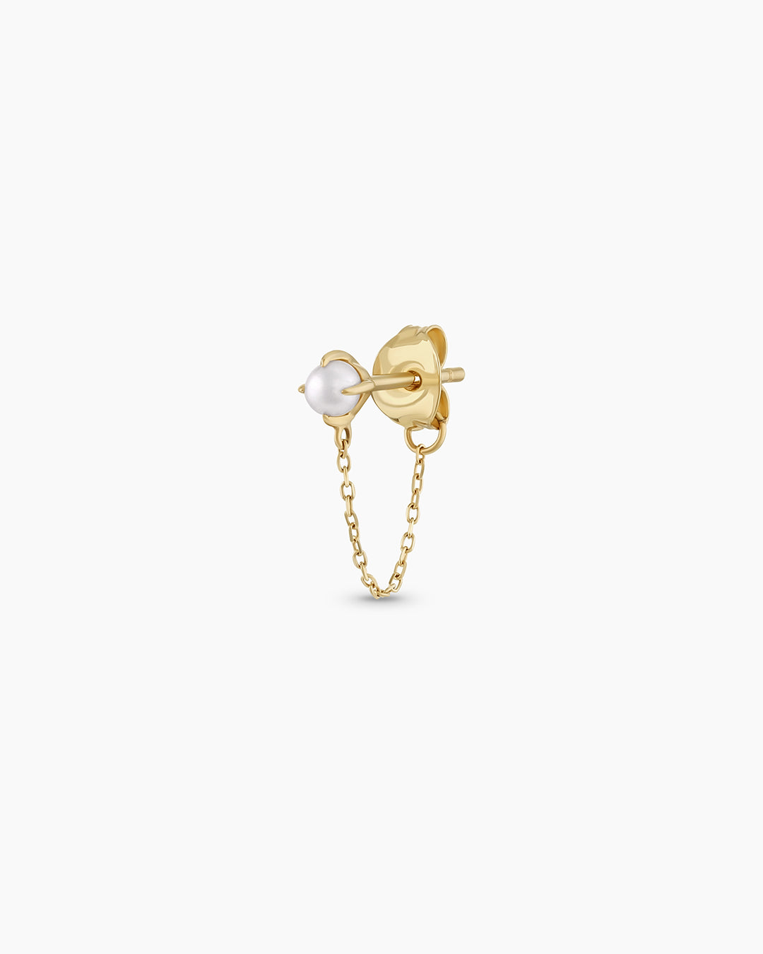 Pearl Newport Chain Single Huggie Earrings - Dainty Gold Hoop Earrings for Women, Minimalist Pearl Stud Earrings for Everyday Wear, Perfect for Office, Date Night & Special Occasions