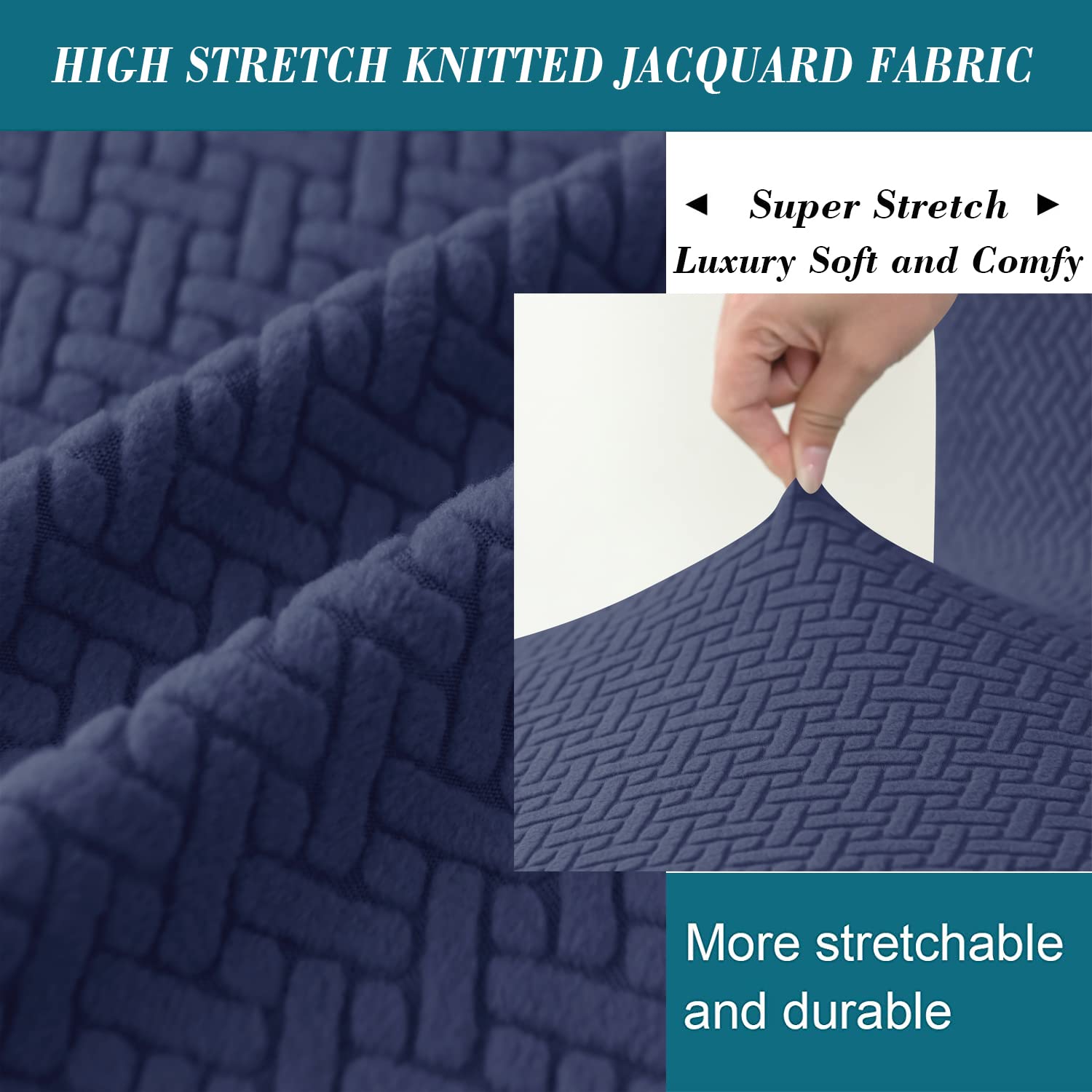 4 Pack Stretch Jacquard Bar Stool Covers with Backs - Washable Swivel Barstool Slipcovers in Blue | Perfect for Kitchen Counter, Dining Room & Home Decor