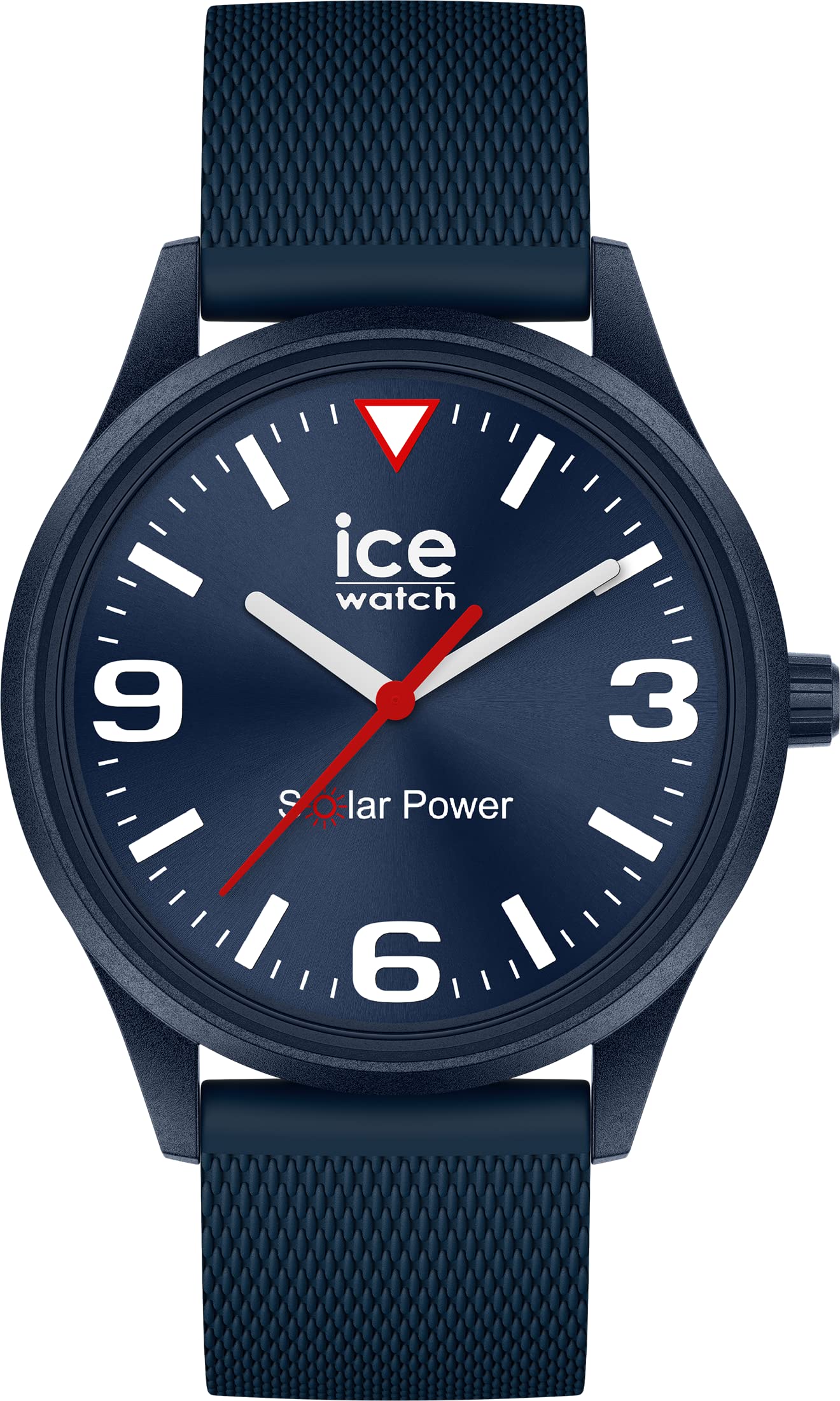 Ice-Watch Solar-Powered Casual Blue & Red Men's Wristwatch with Silicone Strap - Waterproof Unisex Watch for Outdoor, Sports & Everyday Wear - Model 020605 (Medium)