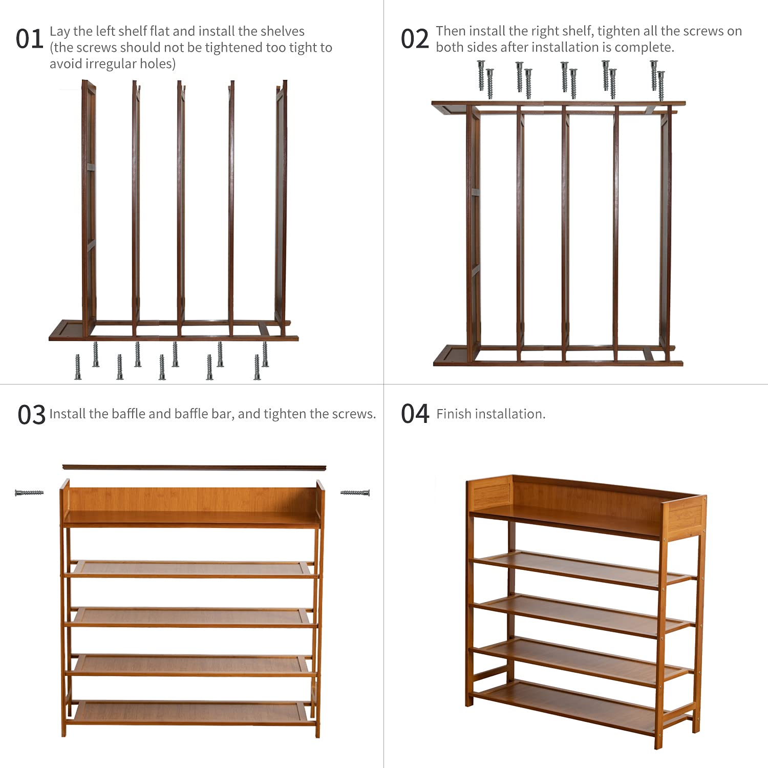 5-Tier Bamboo Shoe Rack Organizer - Space Saving Shoe Storage Shelf for Entryway, Closet & Bedroom - Sturdy Brown Shoe Shelf for Sneakers, Boots & Sandals - Perfect for Small Spaces & Home Organization