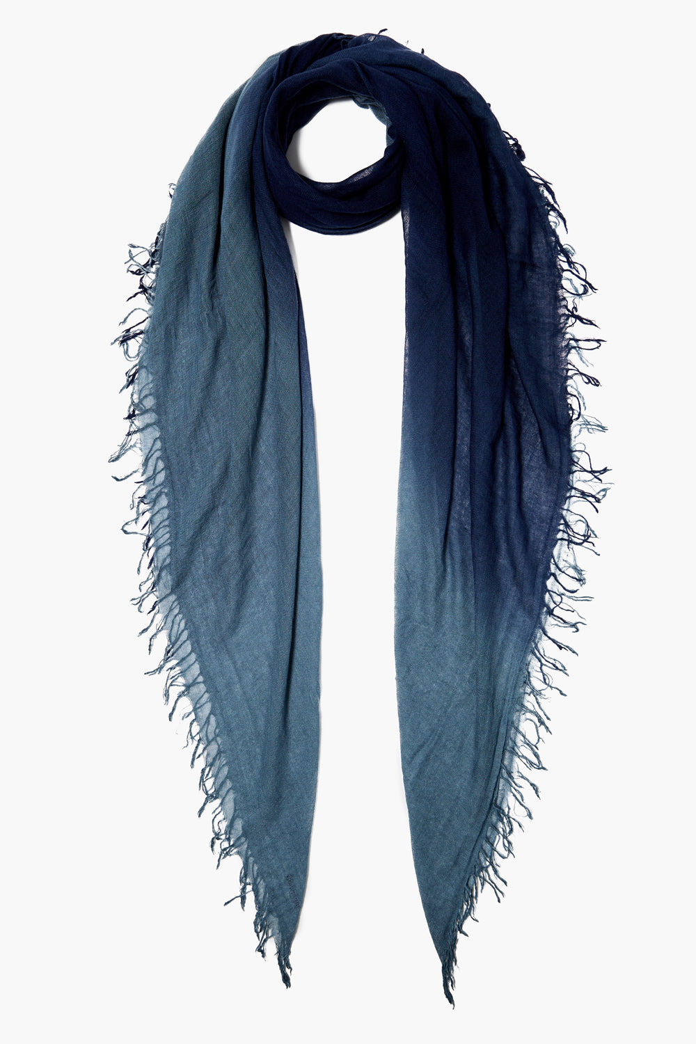 Luxury Cashmere Silk Scarf - Handmade Pageant Blue Ombre Dip Dyed Shawl for Women, Elegant Winter Fashion Accessory for Party, Wedding & Gift Giving
