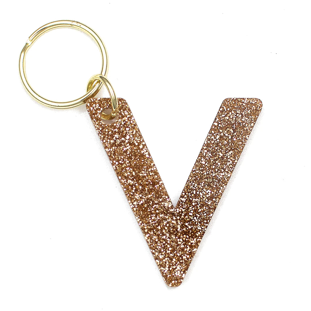 Sparkly Glitter Letter Keychain - Personalized Initial Keyring for Women, Girls, Teens - Perfect for Backpacks, Purses, Gifts & Party Favors