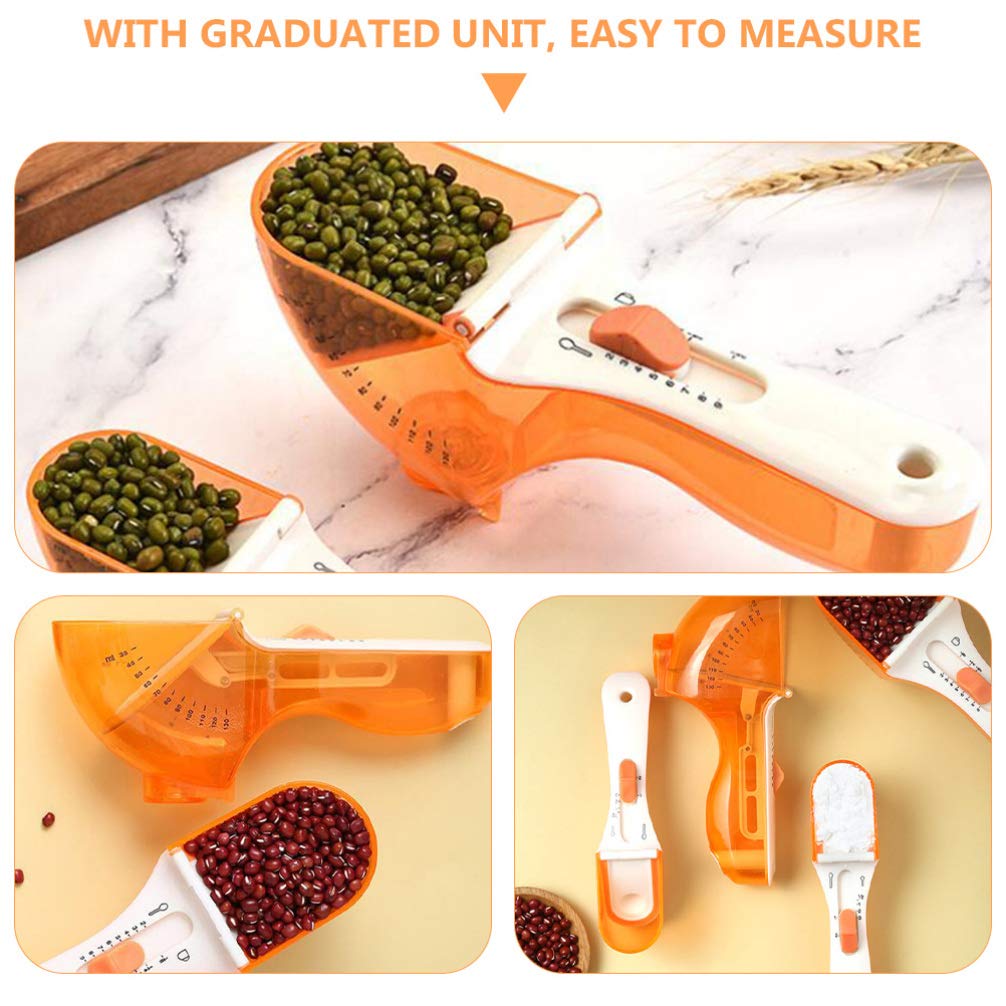 Premium Plastic Measuring Spoons Set - 2-Piece Adjustable Scoop with Scale for Coffee, Tea, Milk & Baking | Durable PP Plastic | Perfect for Kitchen, Camping & Office Use