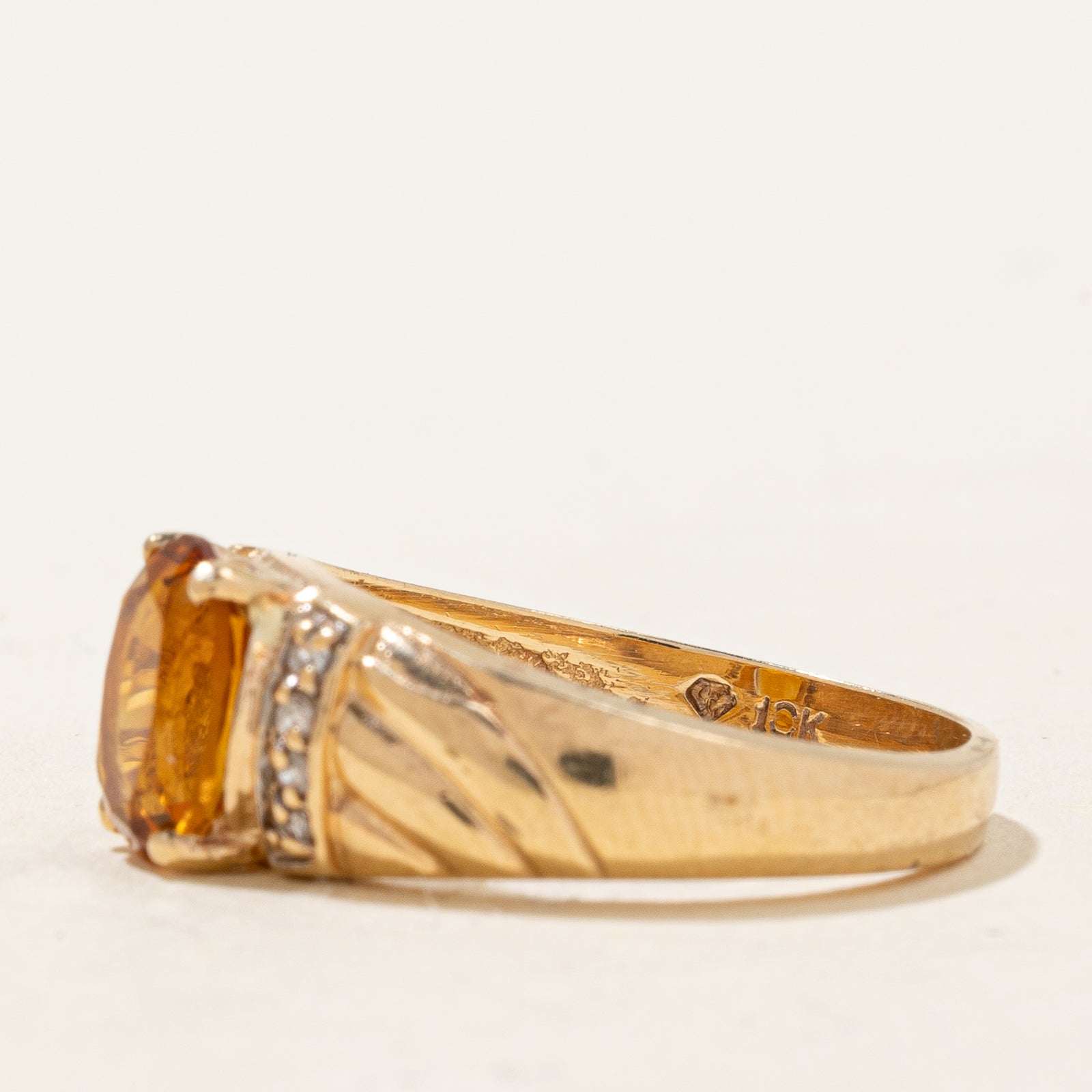 Mandarin Citrine & Diamond Ring - 1.00ct Orange Citrine with 0.04ctw Diamond Accents - Size 6.75 - Elegant Birthstone Jewelry for Women - Perfect for Anniversary, Birthday & Special Occasion Gifts