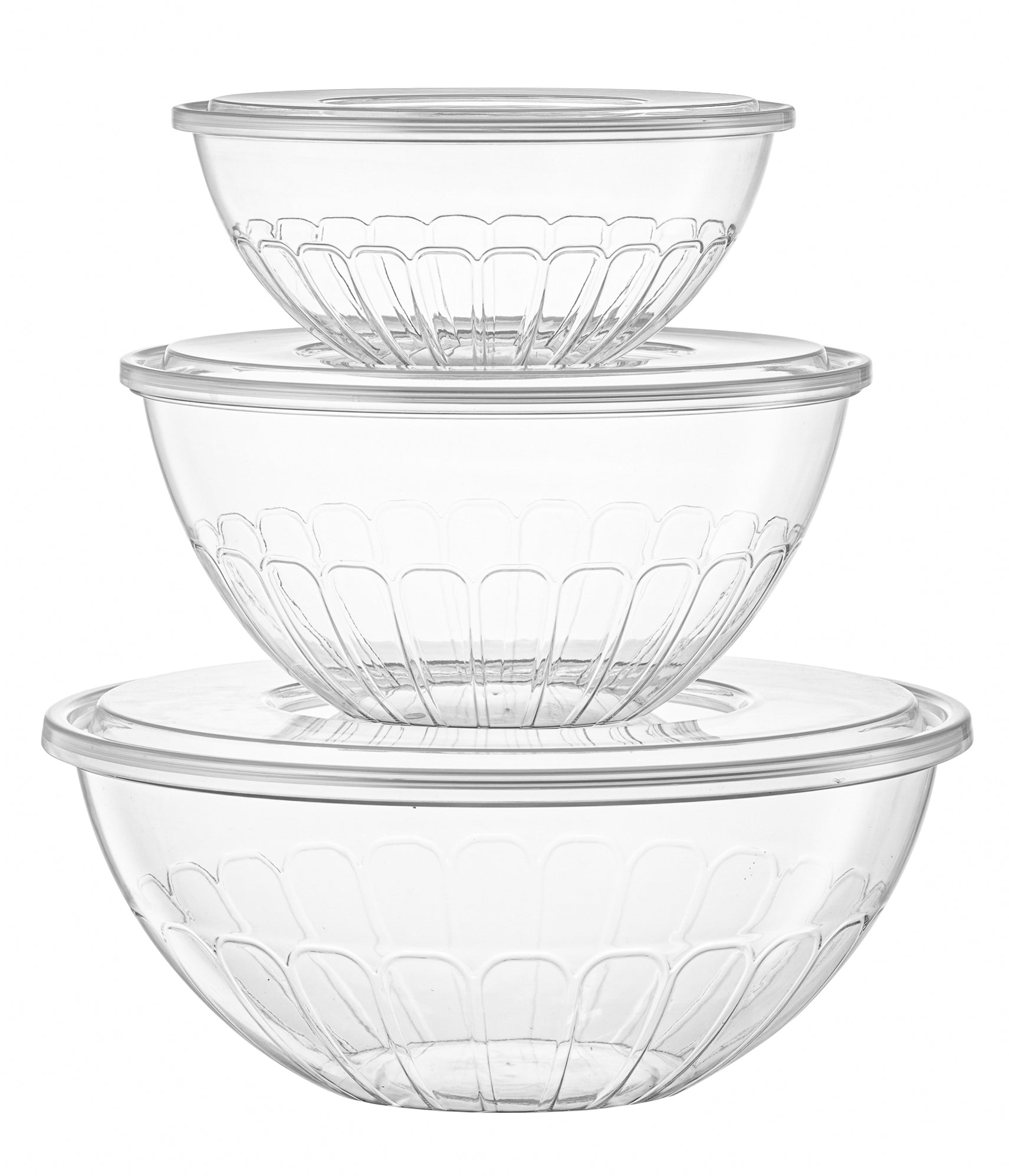 Clear Salad Bowl Set of 3 - BPA-Free Plastic Serving Bowls for Fresh Salads, Fruits, Snacks - Perfect for Parties, Picnics & Family Dinners